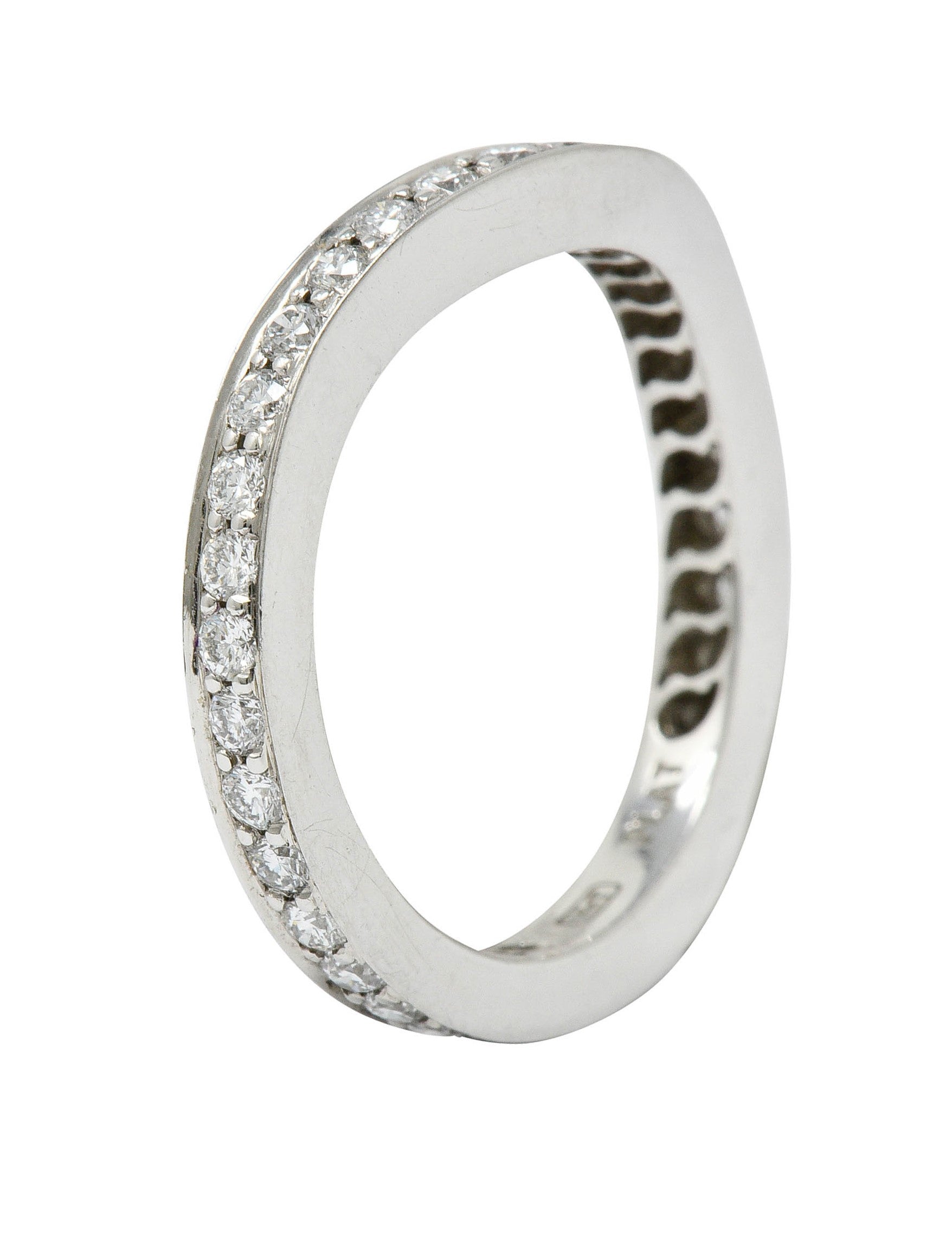 Modern 1.00 CTW Diamond Platinum Chevron Eternity Band RingRing - Wilson's Estate Jewelry