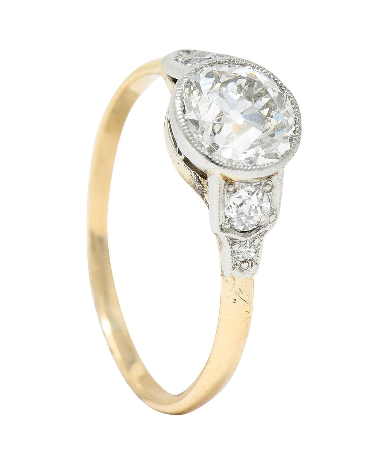 Edwardian 1.40 CTW Diamond Platinum-Topped 14 Karat Gold Engagement RingRing - Wilson's Estate Jewelry