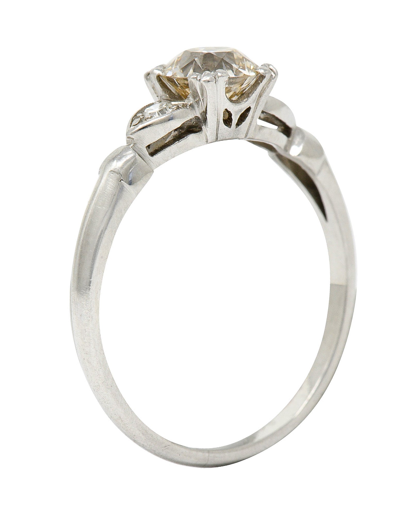 1940's Retro 1.10 CTW Diamond Palladium Engagement RingRing - Wilson's Estate Jewelry