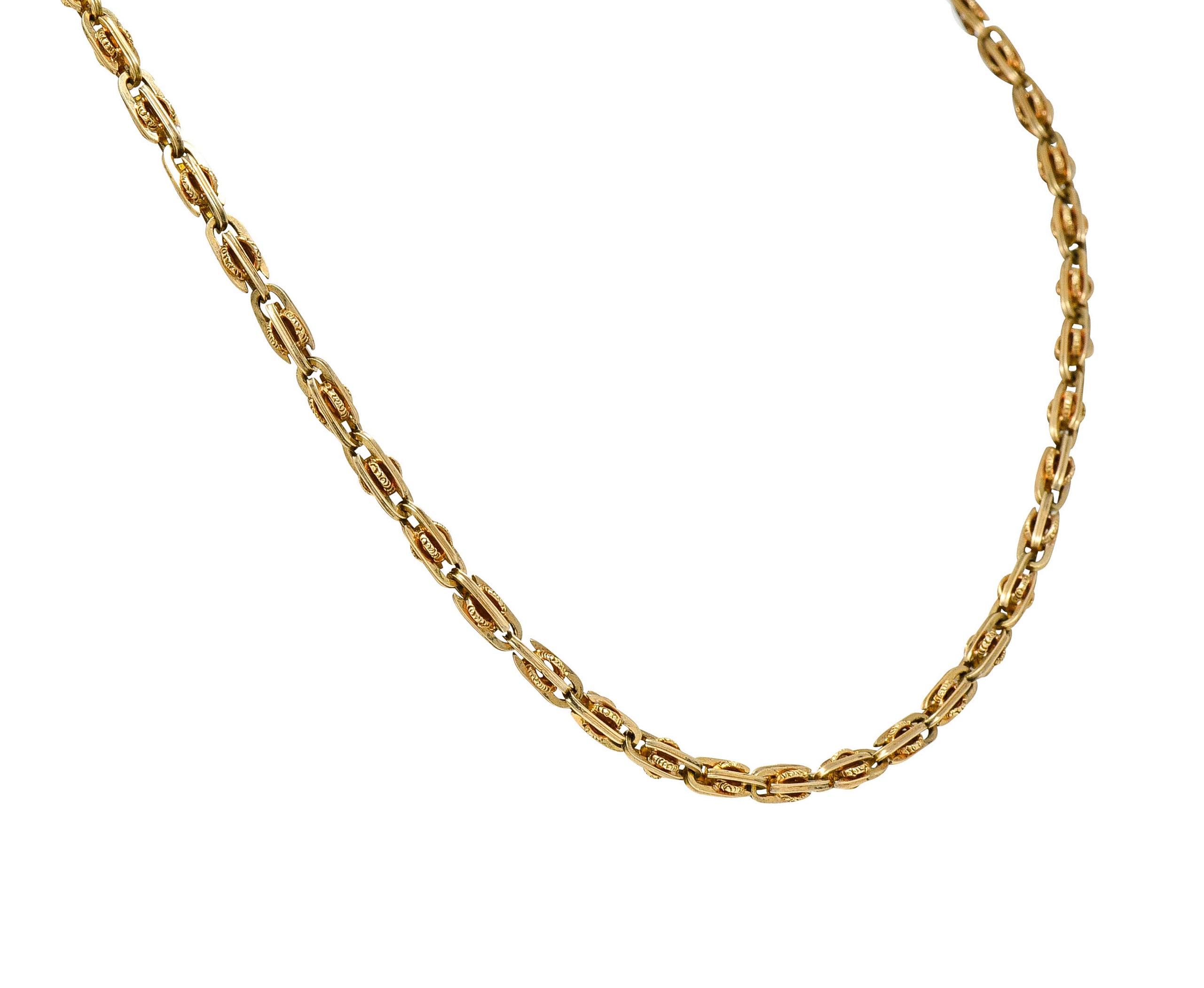 1890's Victorian 14 Karat Gold Chain Link Lariat NecklaceNecklace - Wilson's Estate Jewelry