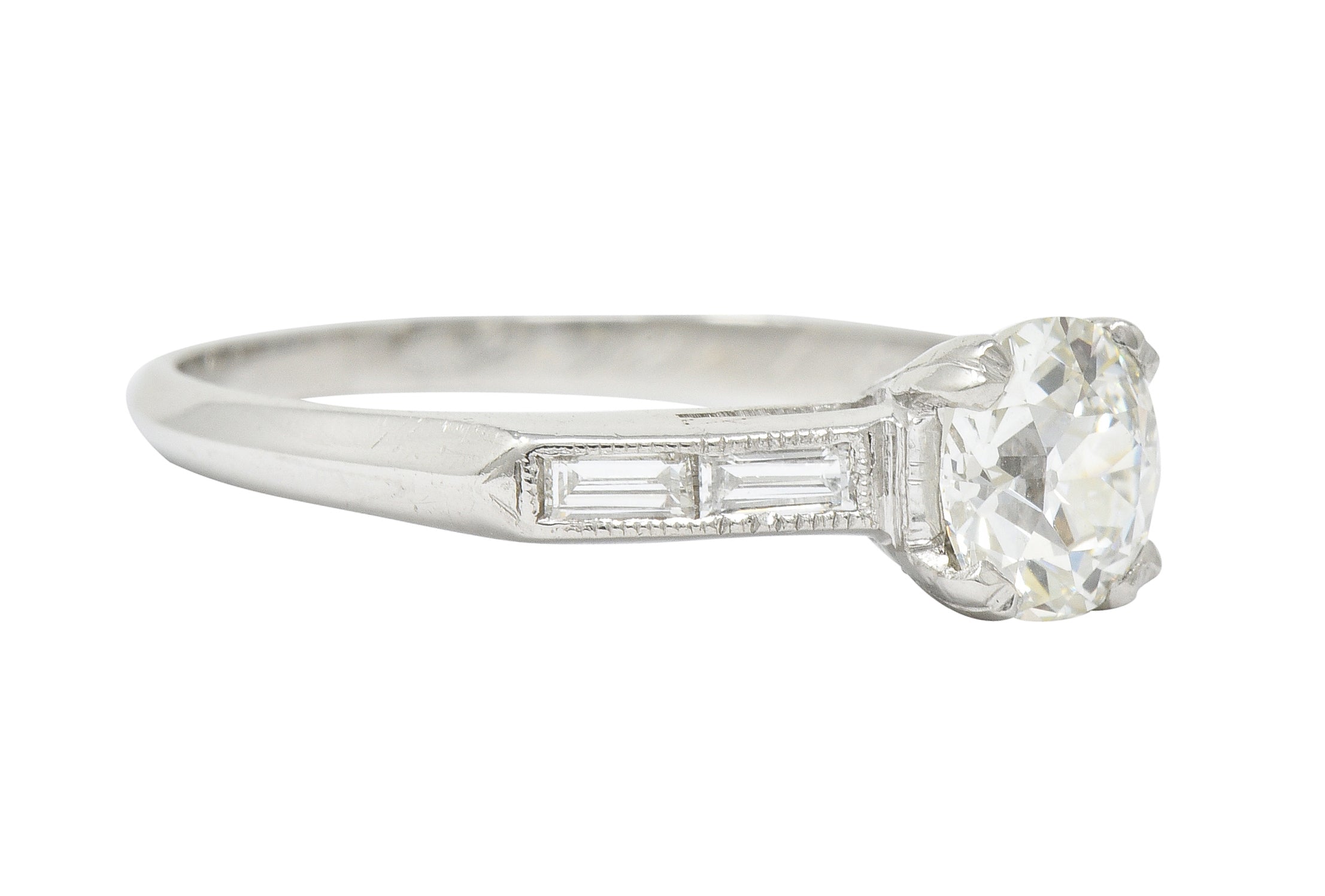 Art Deco 1.21 CTW Old European Cut Diamond Platinum Engagement Ring GIA - Wilson's Estate Jewelry