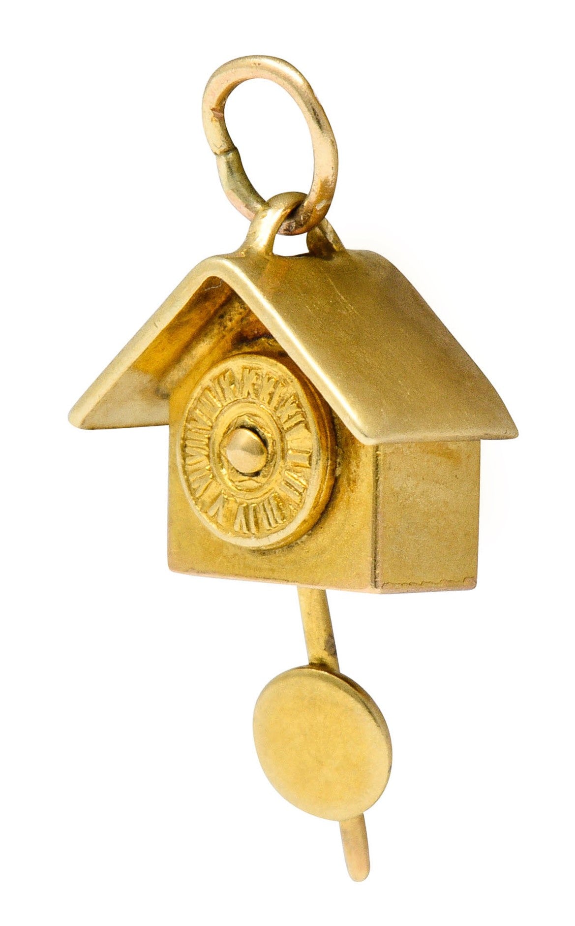 Carl-Art Retro 14 Karat Gold Cuckoo Clock Charmcharm - Wilson's Estate Jewelry