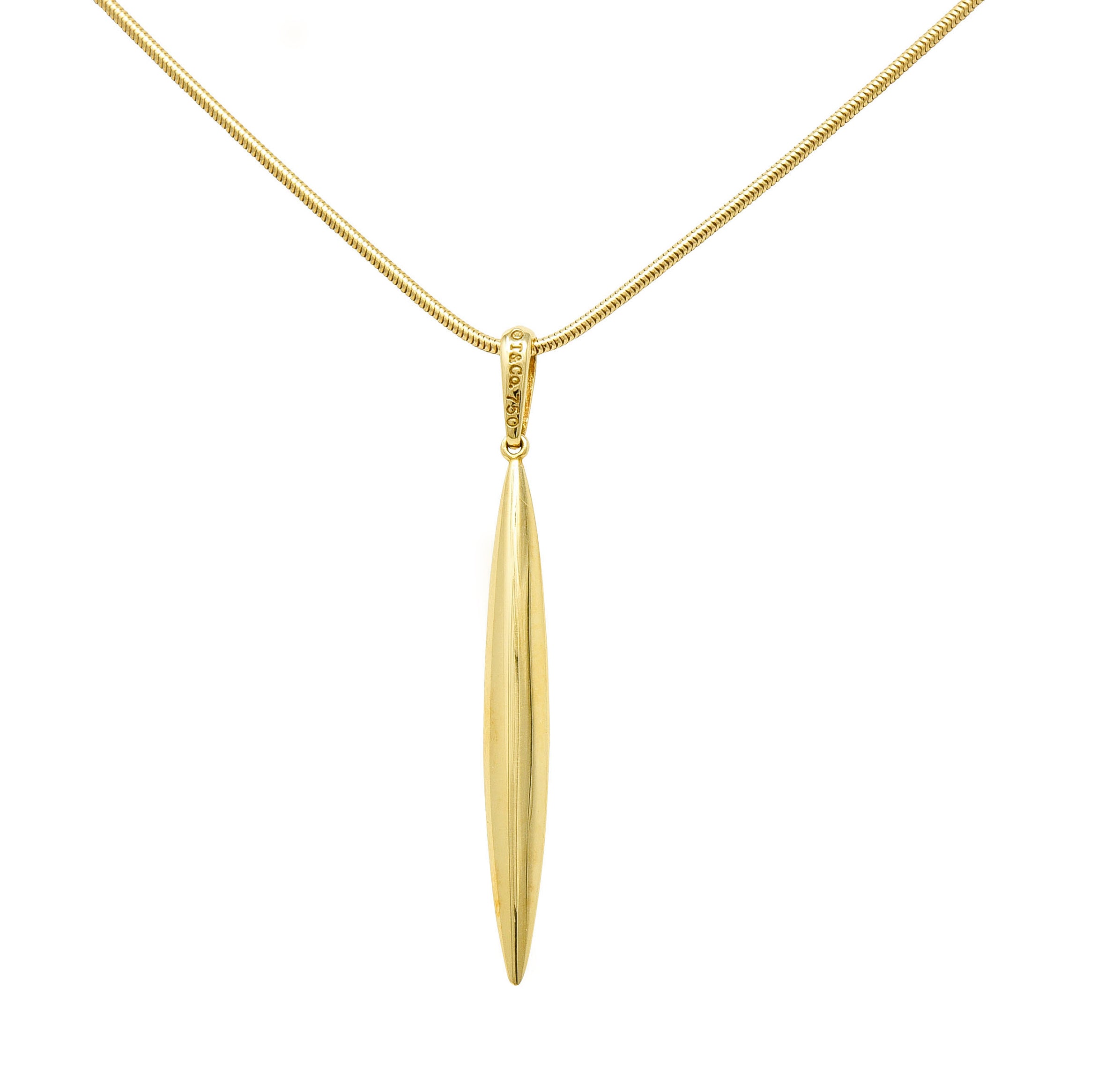 Tiffany & Co. 18 Karat Gold Feather Pendant NecklaceNecklace - Wilson's Estate Jewelry