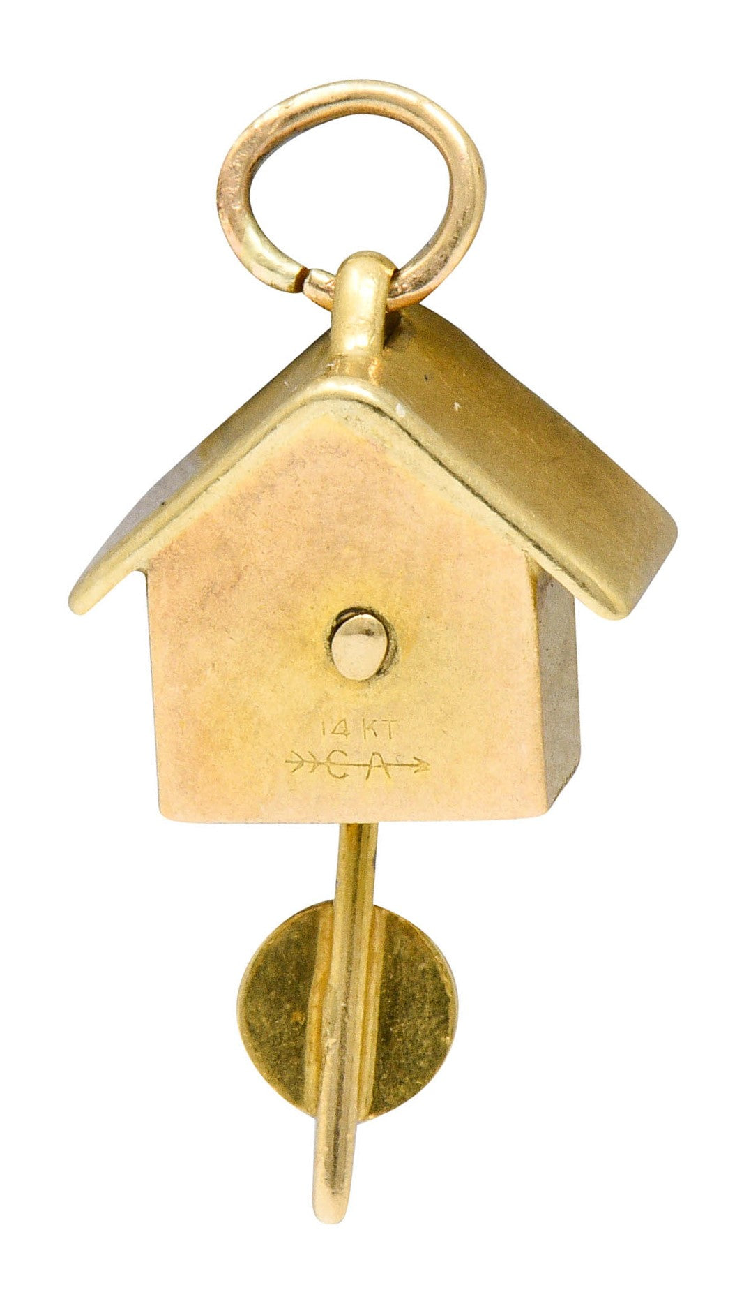 Carl-Art Retro 14 Karat Gold Cuckoo Clock Charmcharm - Wilson's Estate Jewelry