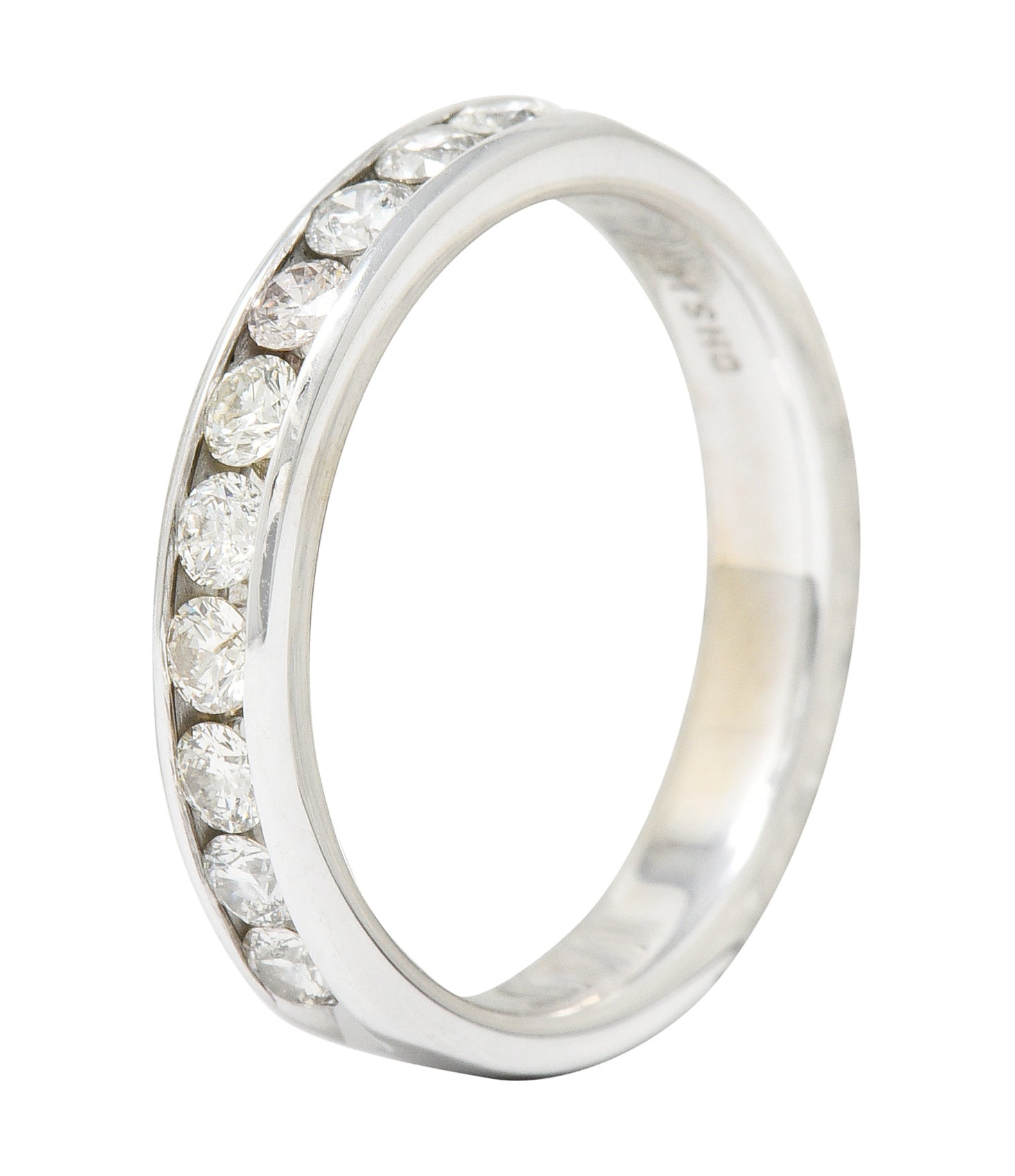 Contemporary 0.50 CTW Diamond 14 Karat White Gold Channel Band Ring - Wilson's Estate Jewelry