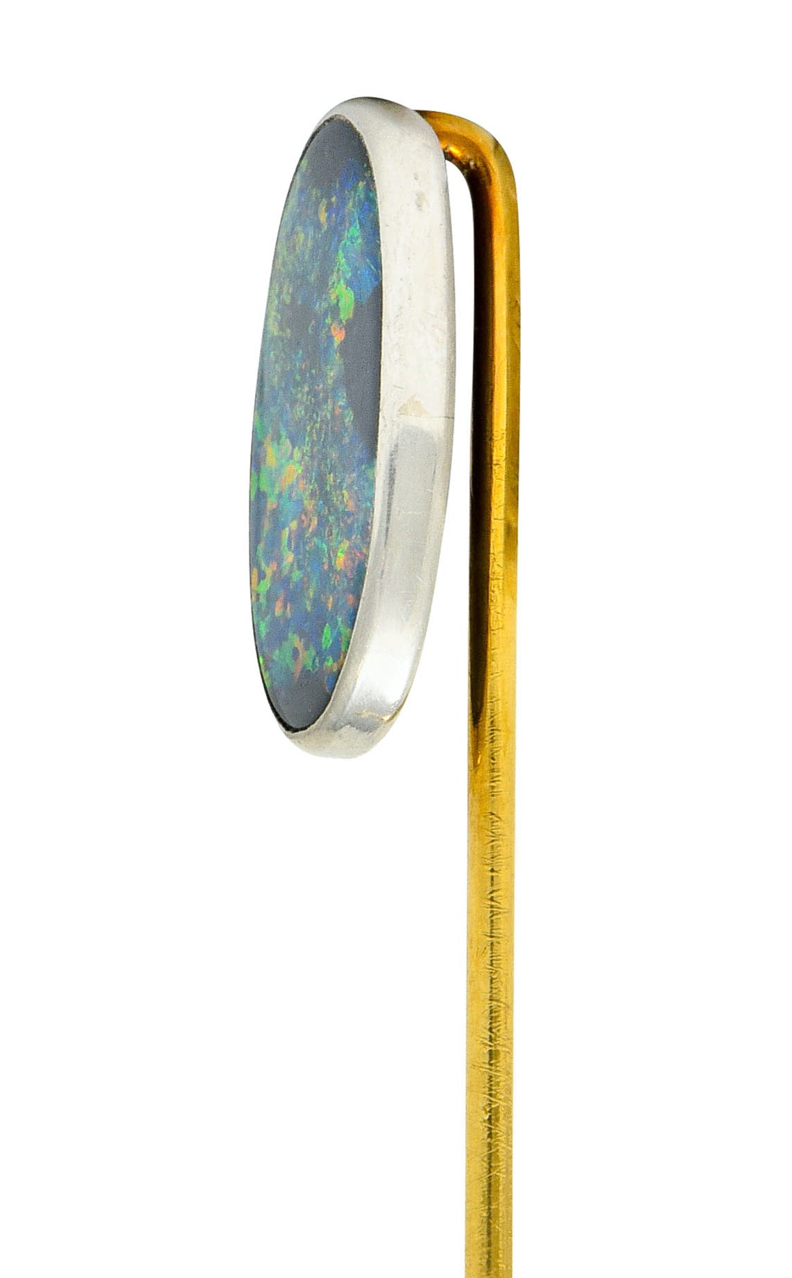 Tiffany & Co. Edwardian Black Opal Platinum 18 Karat Gold Stickpin - Wilson's Estate Jewelry