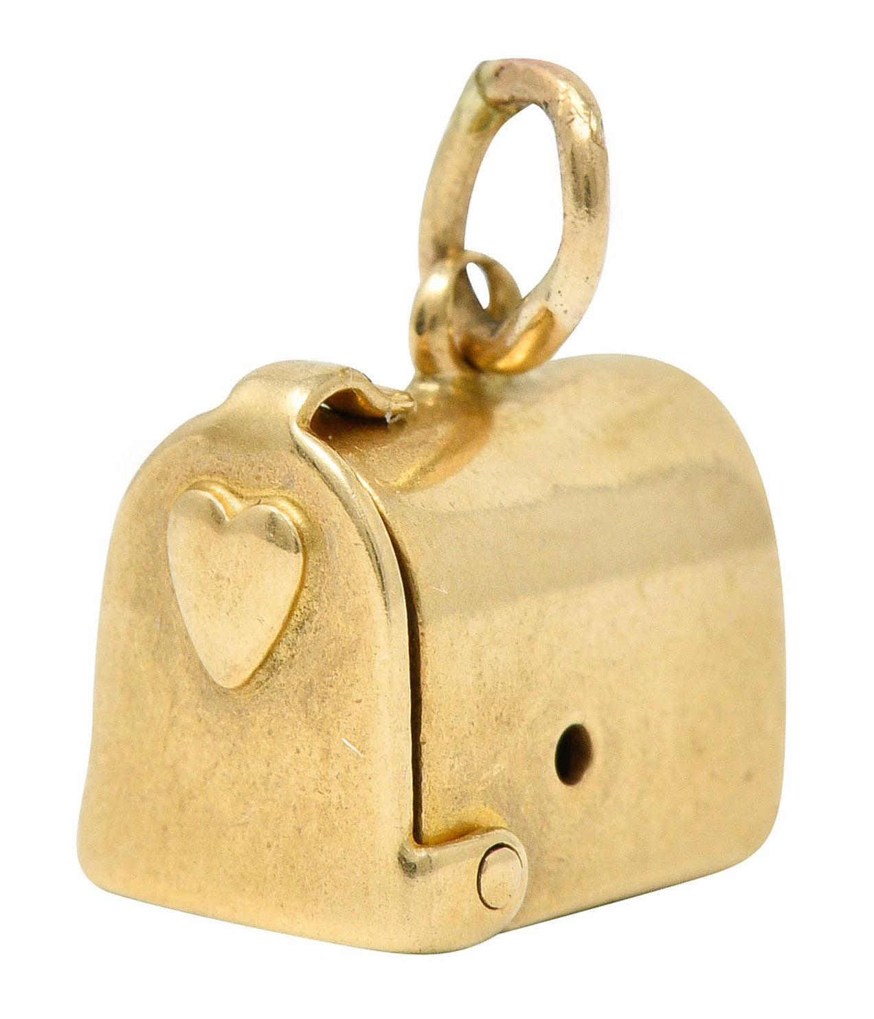 1940's Retro 14 Karat Gold Heart & Mailbox Charmcharm - Wilson's Estate Jewelry