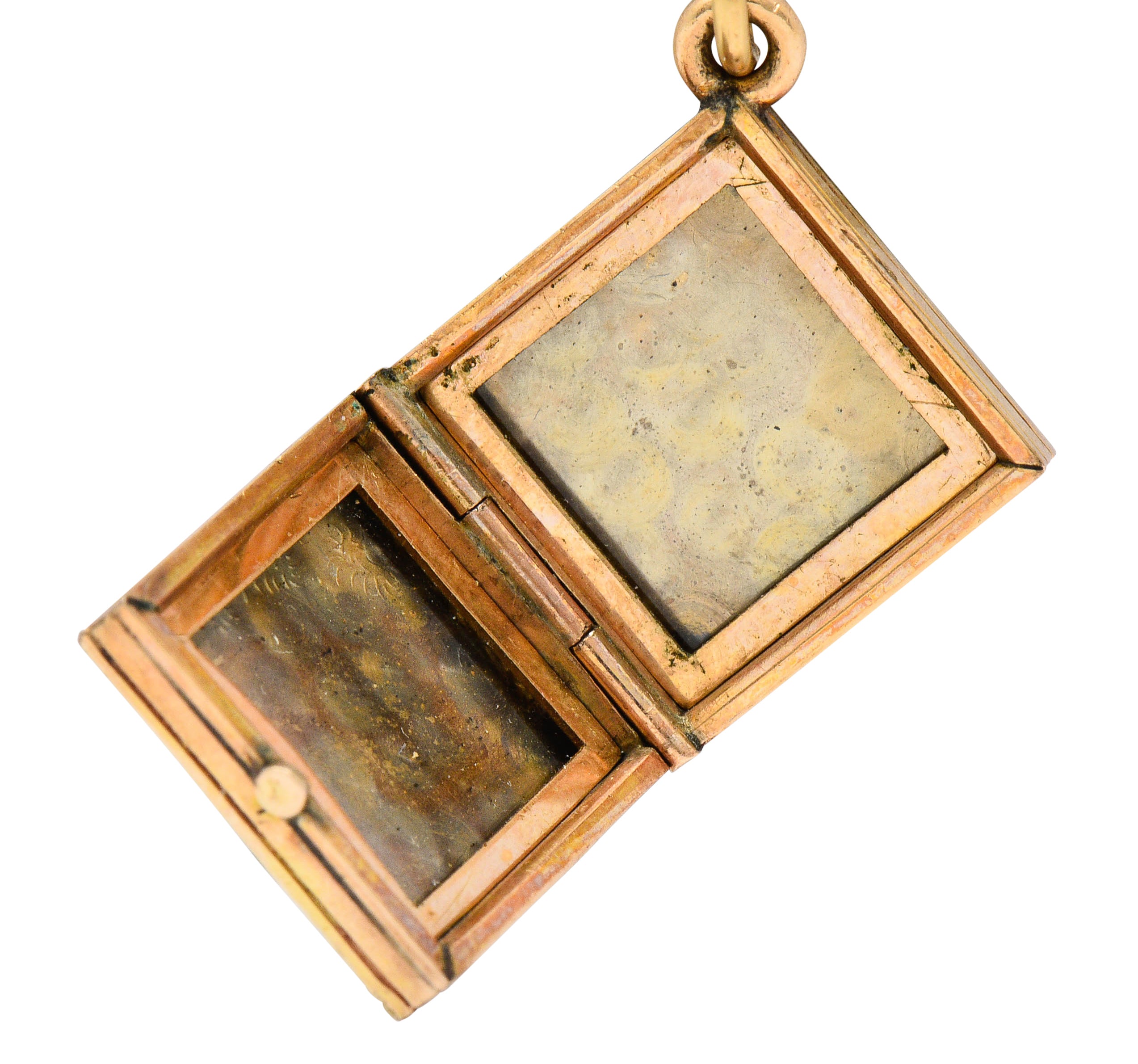 Art Nouveau Gold Landscape Locket Charm Circa 1900charm - Wilson's Estate Jewelry