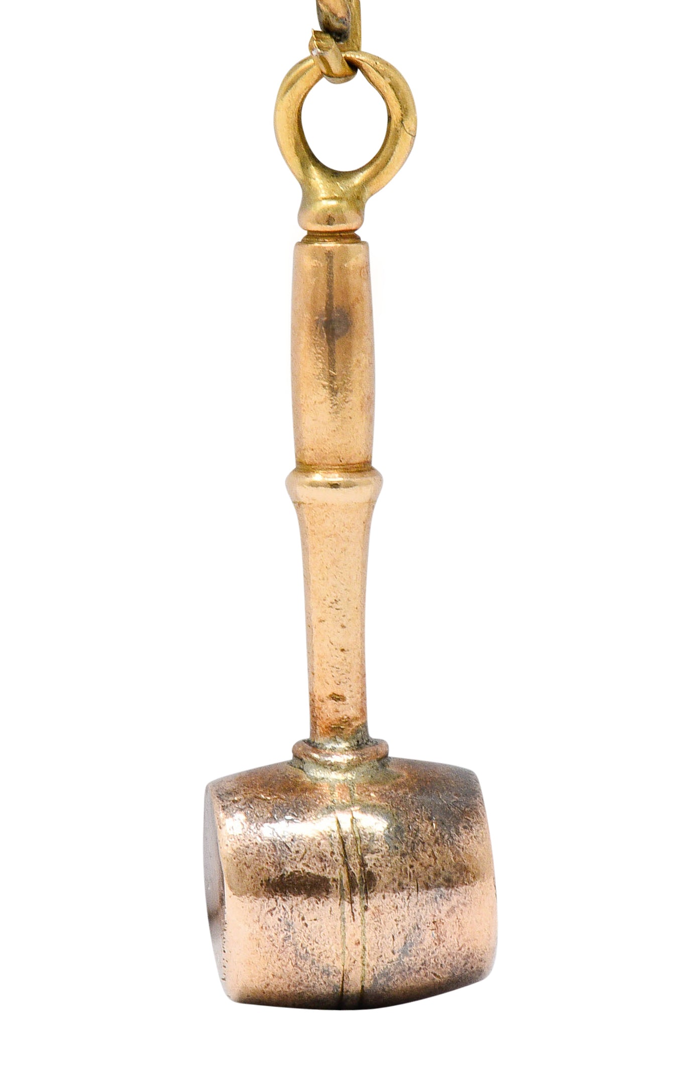 Art Nouveau Diamond 14 Karat Gold Mallet Gavel Charmcharm - Wilson's Estate Jewelry