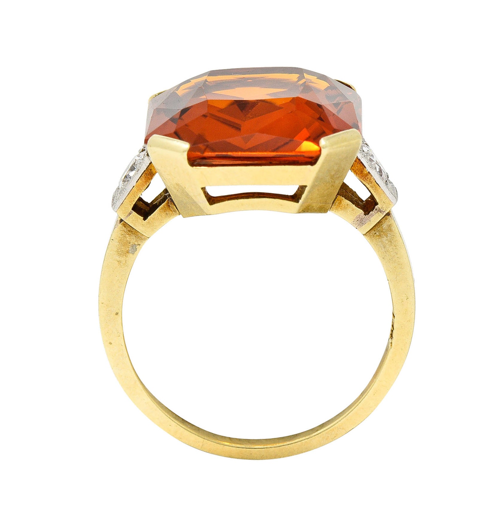 .11111 Early Art Deco Diamond Citrine Platinum-Topped 14 Karat Yellow Gold RingRing - Wilson's Estate Jewelry