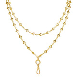 French Victorian 18 Karat Yellow Gold Heart 62 Inch Long Antique Chain Necklace Wilson's Estate Jewelry