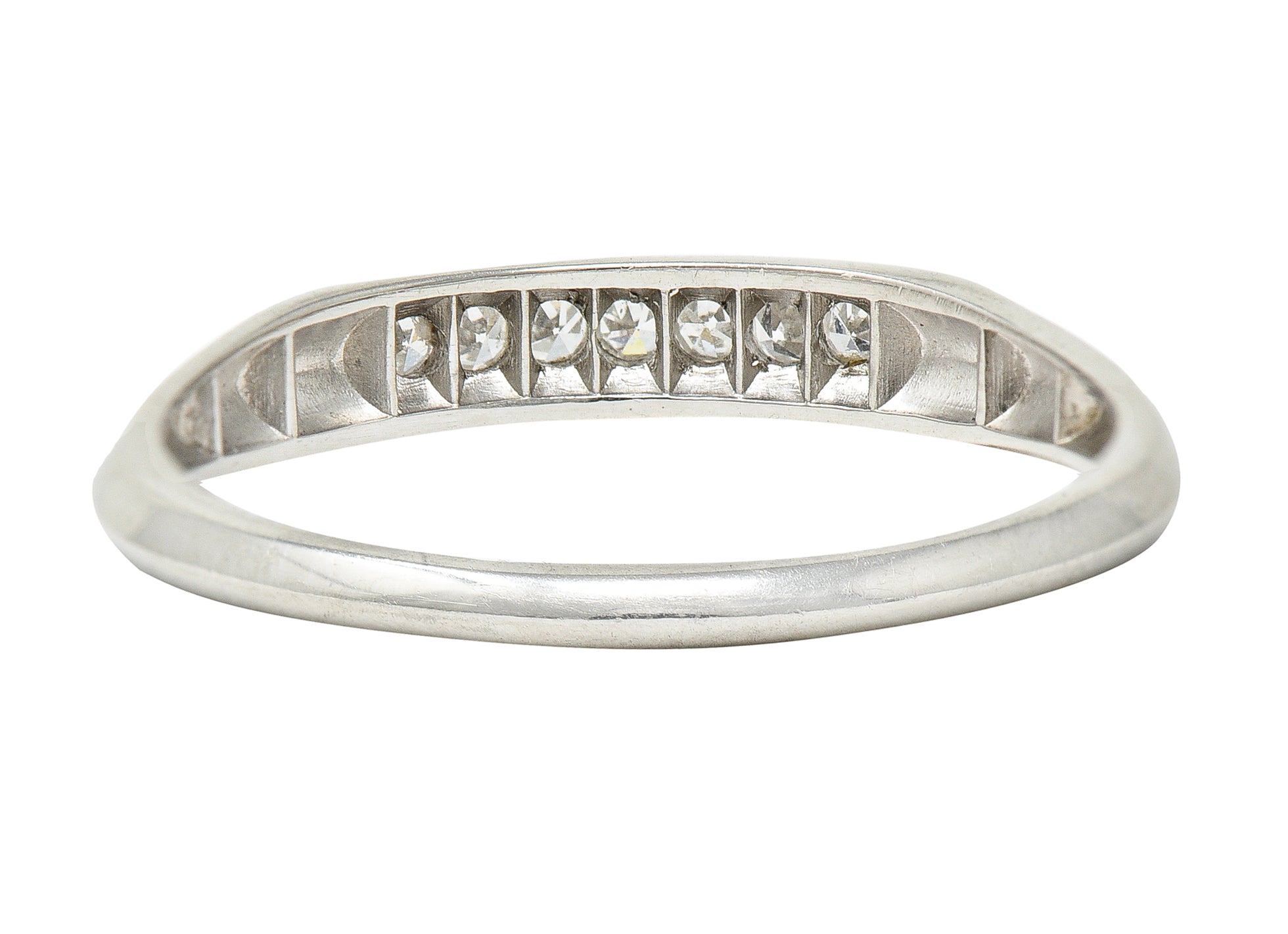 1930's Art Deco 0.25 CTW Single Cut Diamond Platinum Band Ring Wilson's Estate Jewelry