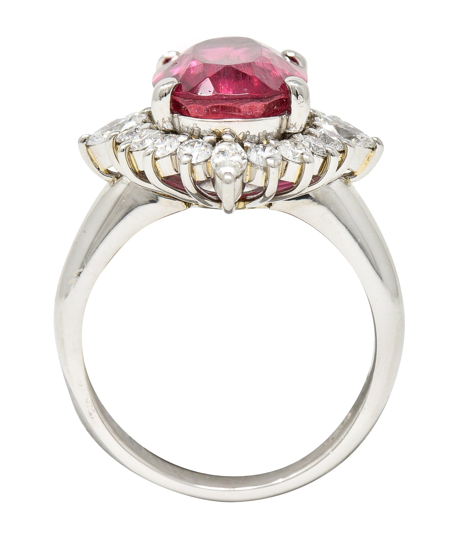 1990's Vintage 5.89 CTW Rubellite Diamond Platinum Cluster Gemstone Ring Wilson's Estate Jewelry