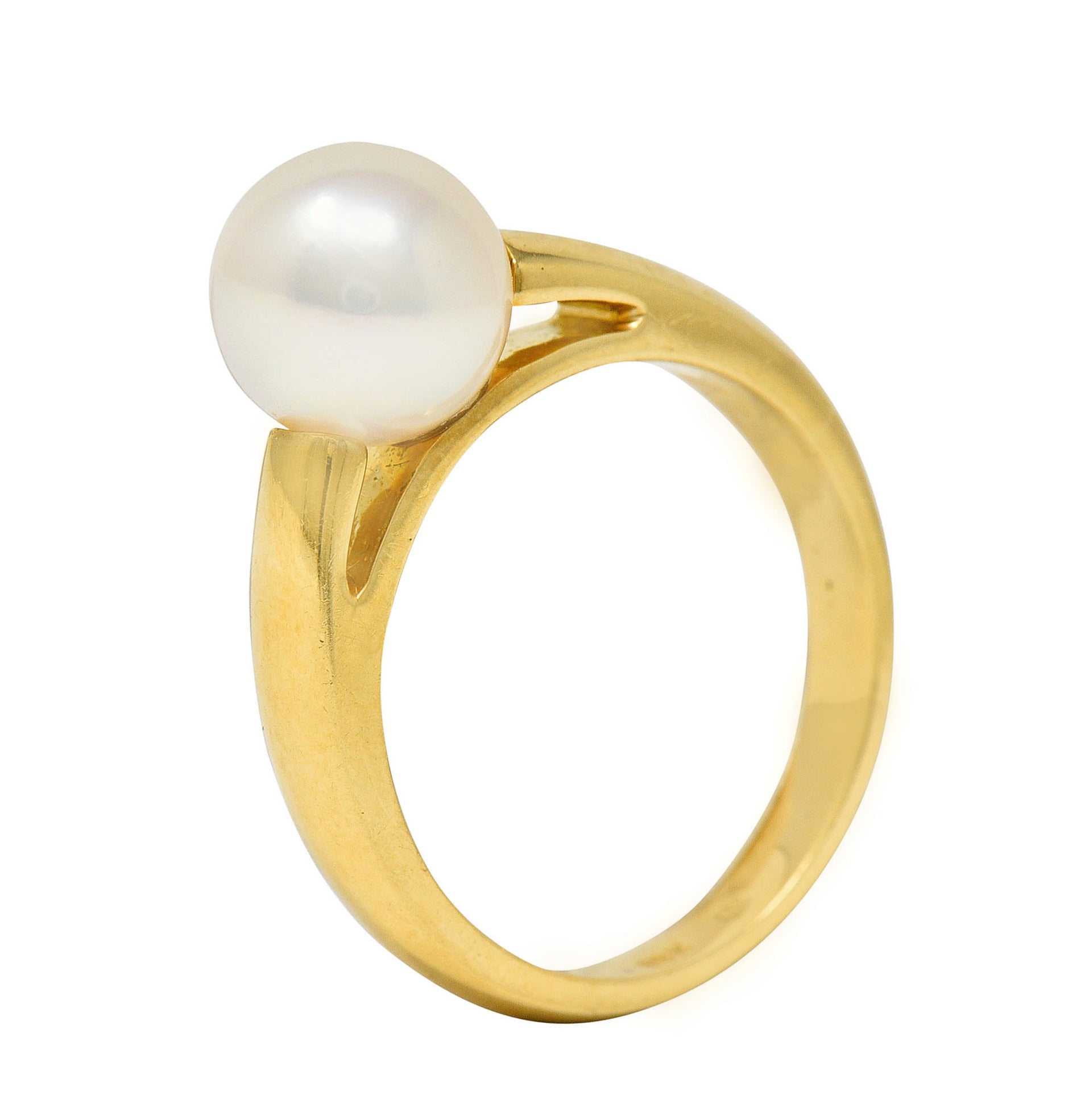 1990's Vintage Cultured Pearl 18 Karat Gold Gemstone RingRing - Wilson's Estate Jewelry