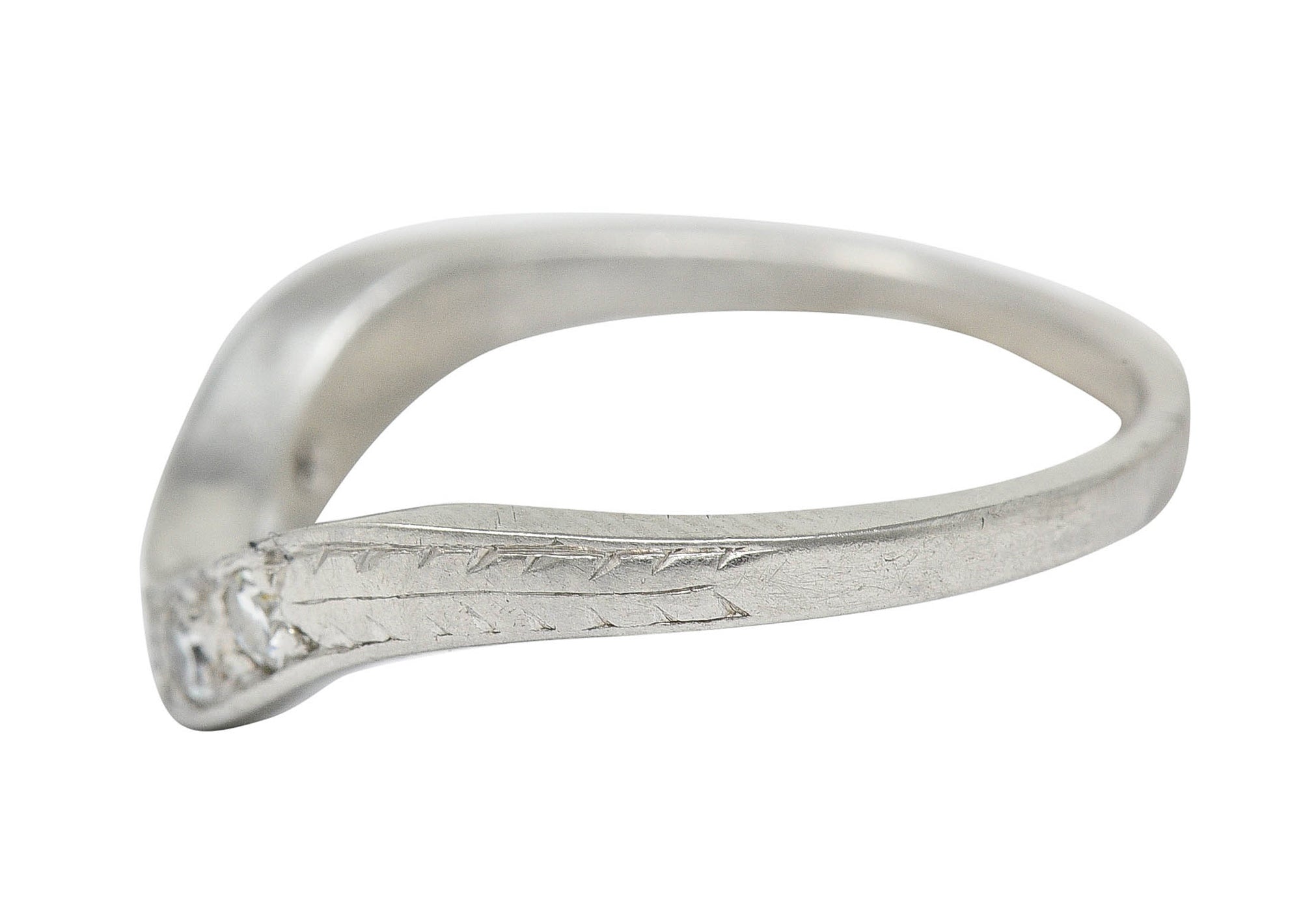 Art Deco 0.15 CTW Diamond Platinum Wheat Chevron Band RingRing - Wilson's Estate Jewelry