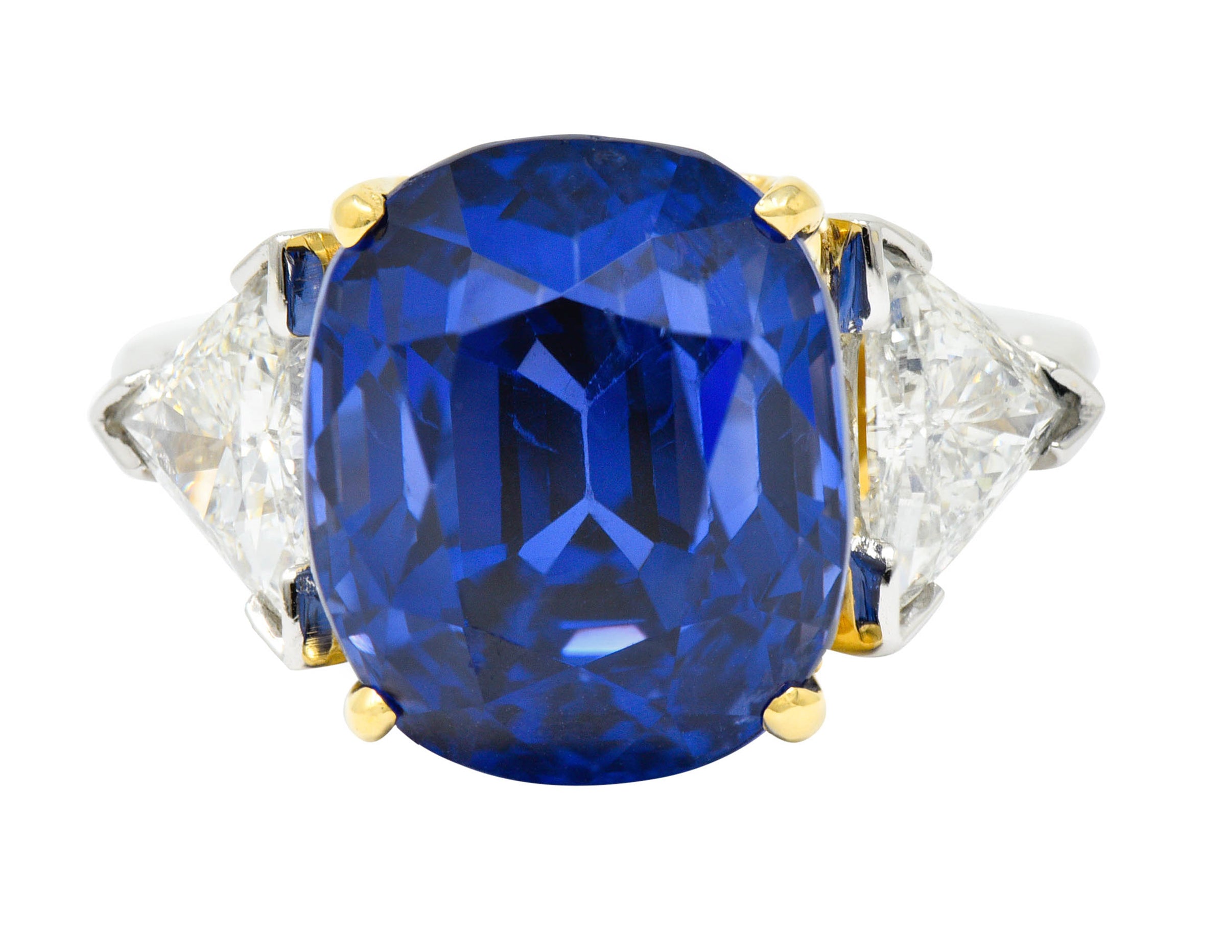 Royal Blue 22.66 CTW No Heat Ceylon Sapphire Diamond Platinum 18 Karat Gold Ring Gubelin GIARing - Wilson's Estate Jewelry