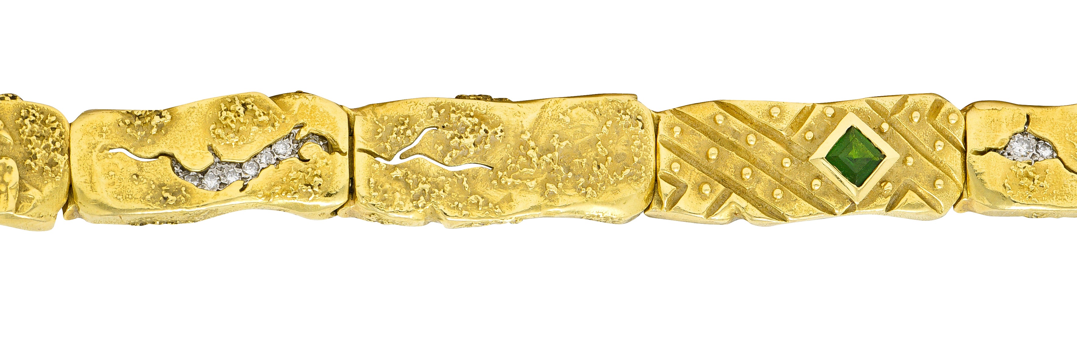 .11111 SeidenGang Peridot Diamond 18 Karat Gold Platinum Odyssey Braceletbracelet - Wilson's Estate Jewelry