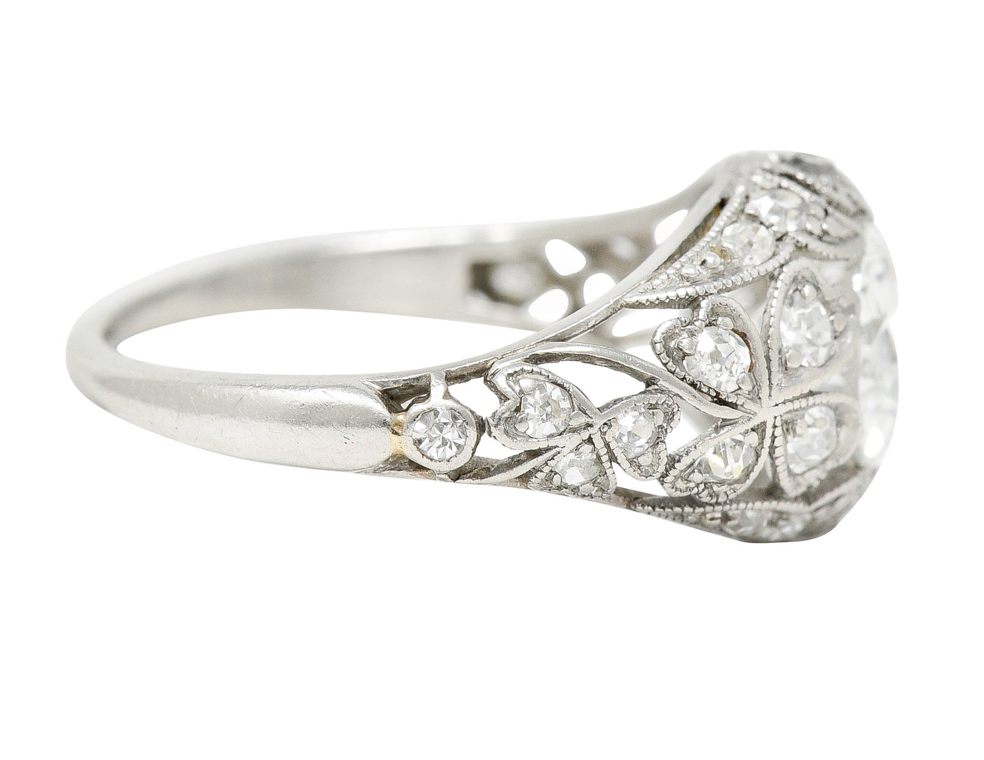 Edwardian 1.65 CTW Diamond Platinum Clover Engagement RingRing - Wilson's Estate Jewelry