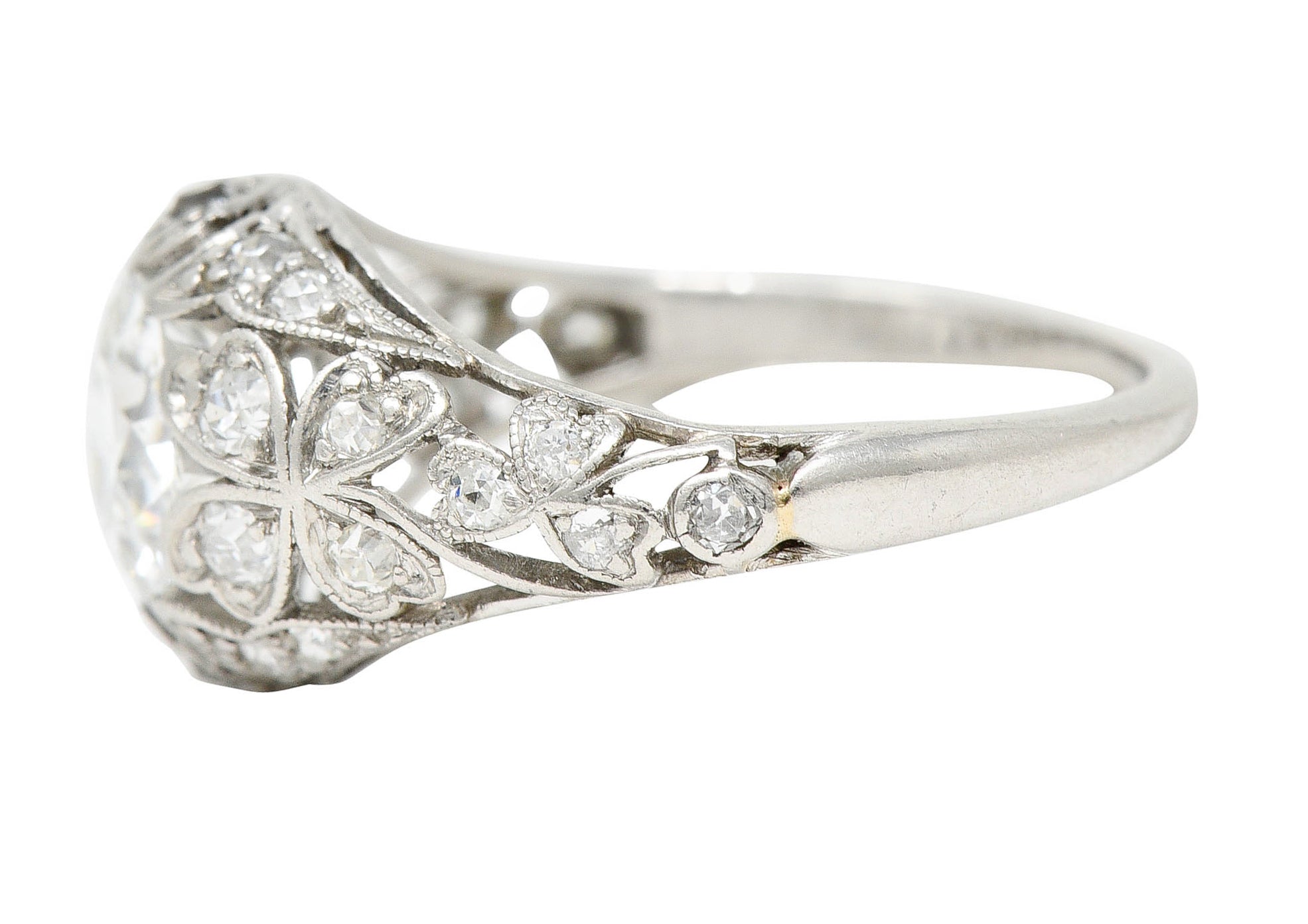 Edwardian 1.65 CTW Diamond Platinum Clover Engagement RingRing - Wilson's Estate Jewelry