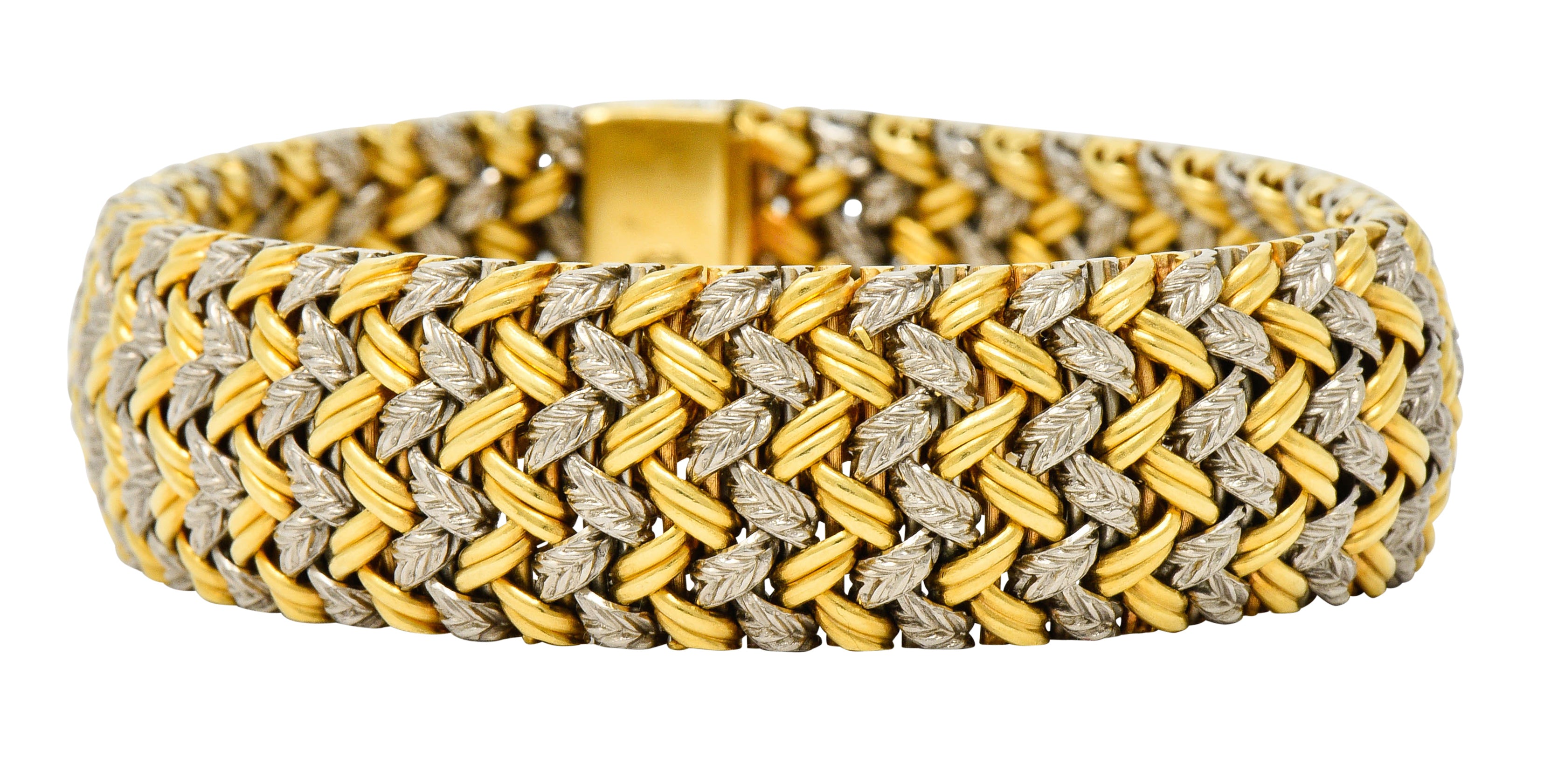 1989 French Vintage 18 Karat Gold Woven Braceletbracelet - Wilson's Estate Jewelry