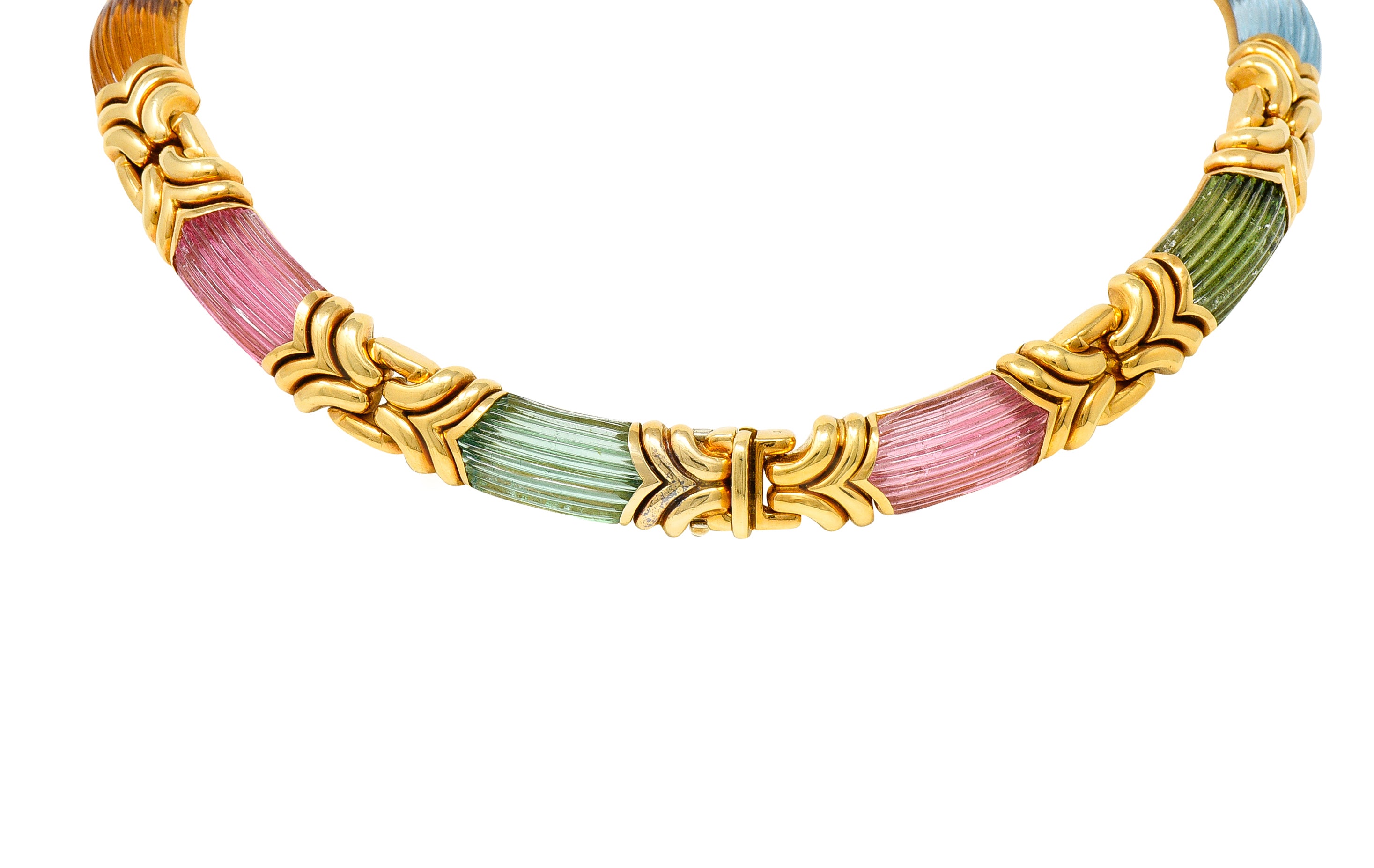 .11111 Bulgari Tourmaline Topaz Citrine 18 Karat Gold Trika Collar NecklaceNecklace - Wilson's Estate Jewelry