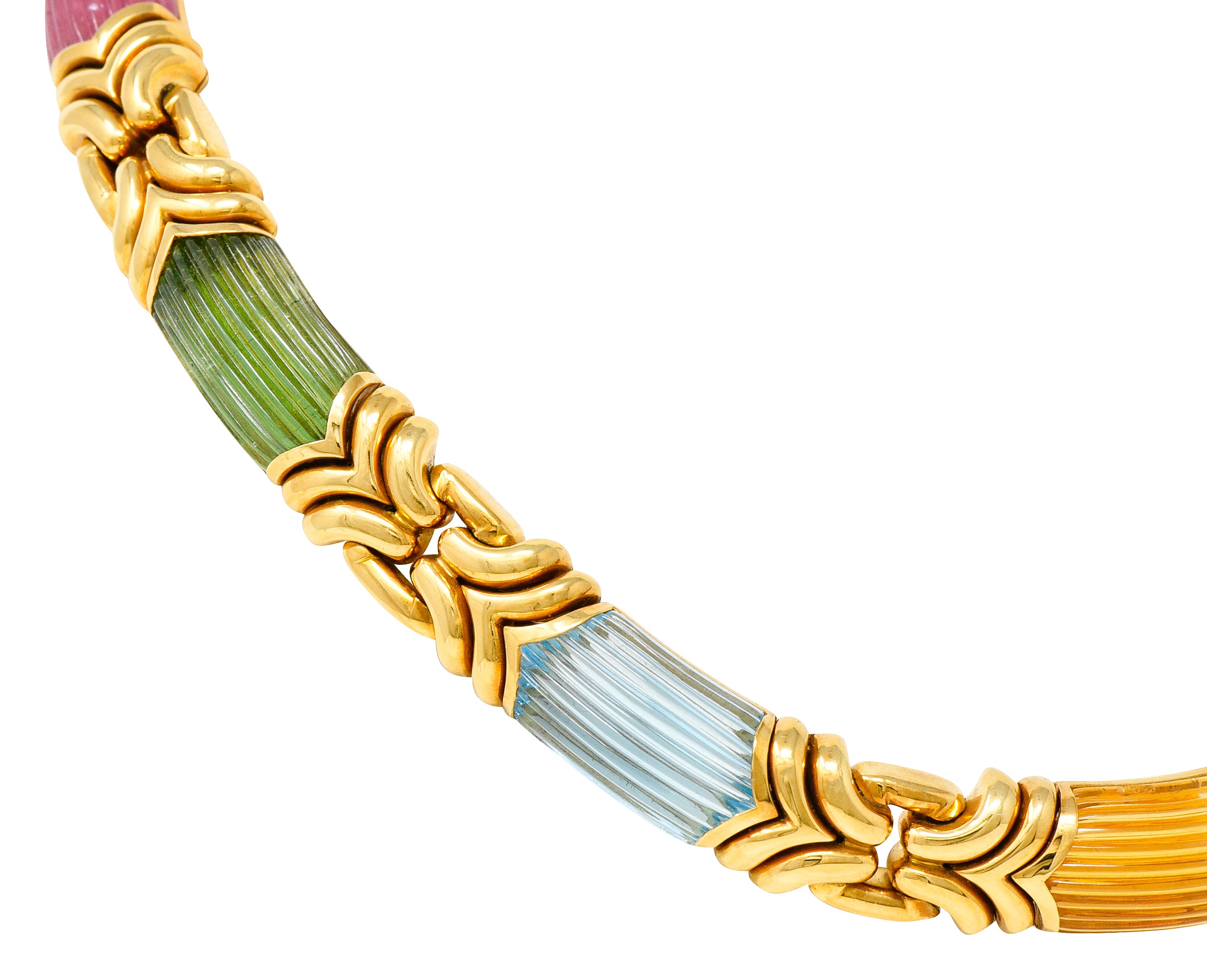 .11111 Bulgari Tourmaline Topaz Citrine 18 Karat Gold Trika Collar NecklaceNecklace - Wilson's Estate Jewelry