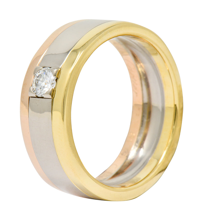 Cartier Diamond 18 Karat Tri-Gold Trinity Unisex Band Ring - Wilson's Estate Jewelry