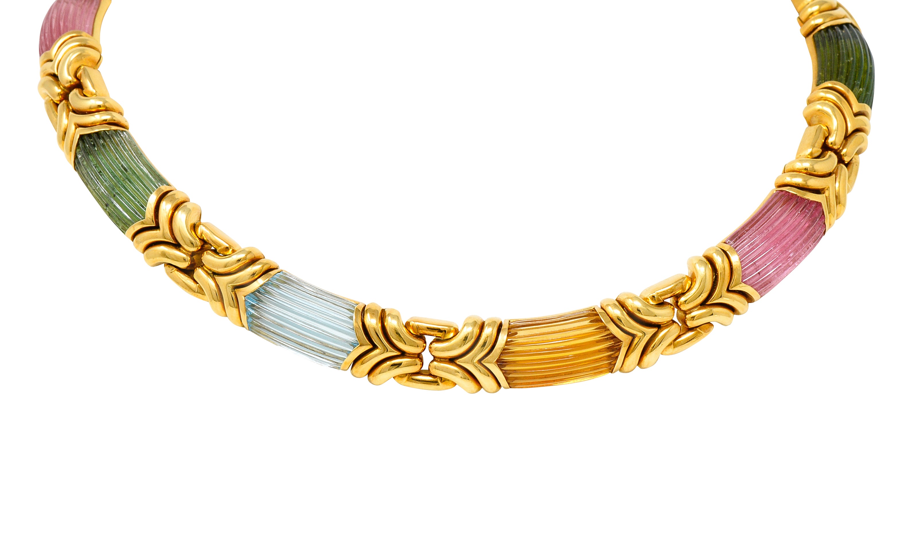 .11111 Bulgari Tourmaline Topaz Citrine 18 Karat Gold Trika Collar NecklaceNecklace - Wilson's Estate Jewelry