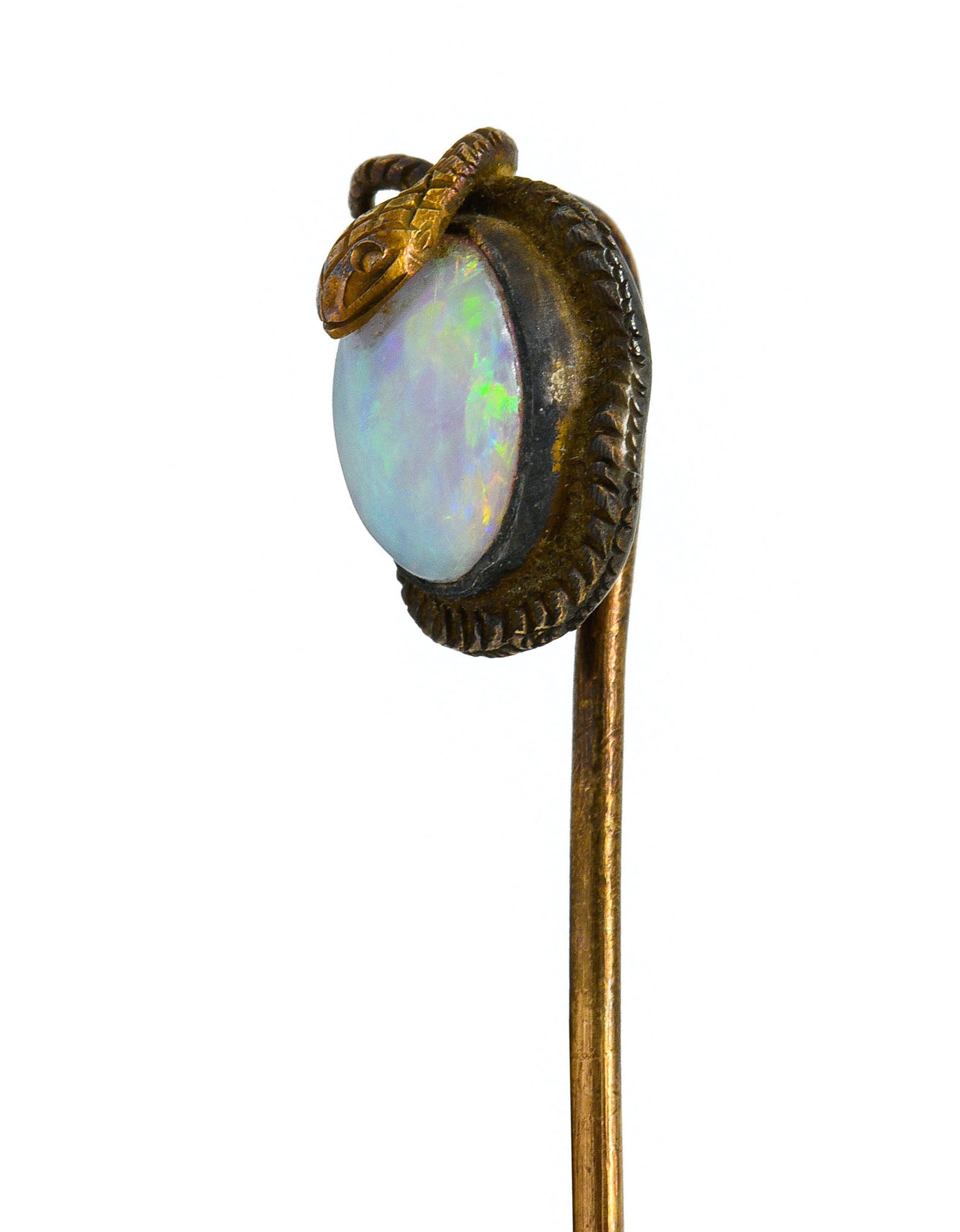 Victorian Opal 14 Karat Gold Snake Stickpin Circa 1900Stick Pin - Wilson's Estate Jewelry