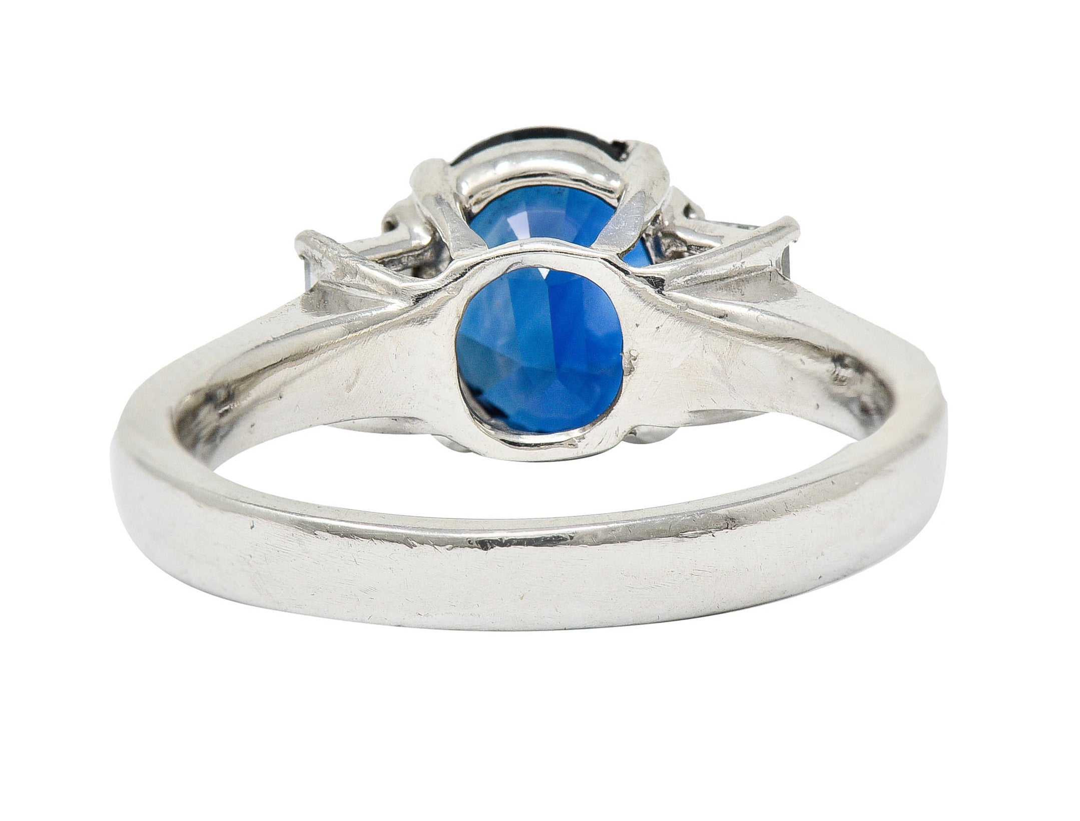 Modern 3.36 CTW Sapphire Diamond Platinum Three Stone RingRing - Wilson's Estate Jewelry