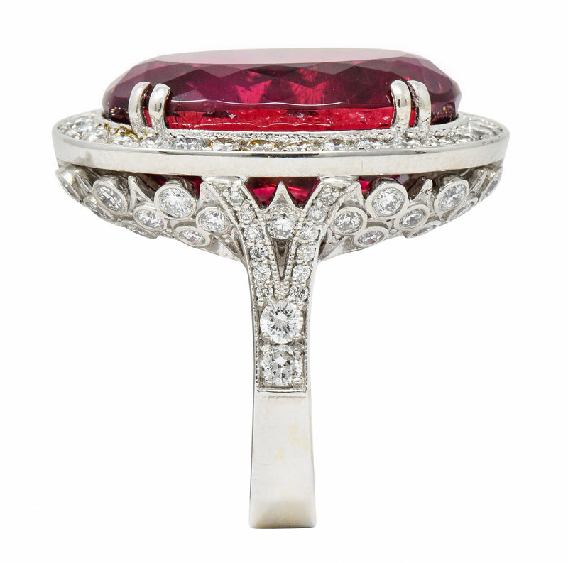 Outstanding 24.00 CTW Rubellite Diamond 18 Karat White Gold Statement RingRing - Wilson's Estate Jewelry
