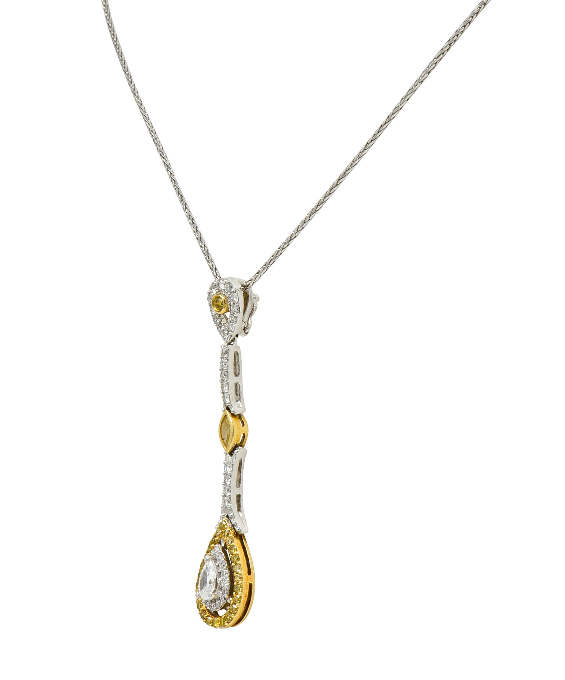 Natalie K Forevermark 1.25 CTW Diamond 14 Karat Two-Tone Gold Pear Drop Necklace - Wilson's Estate Jewelry