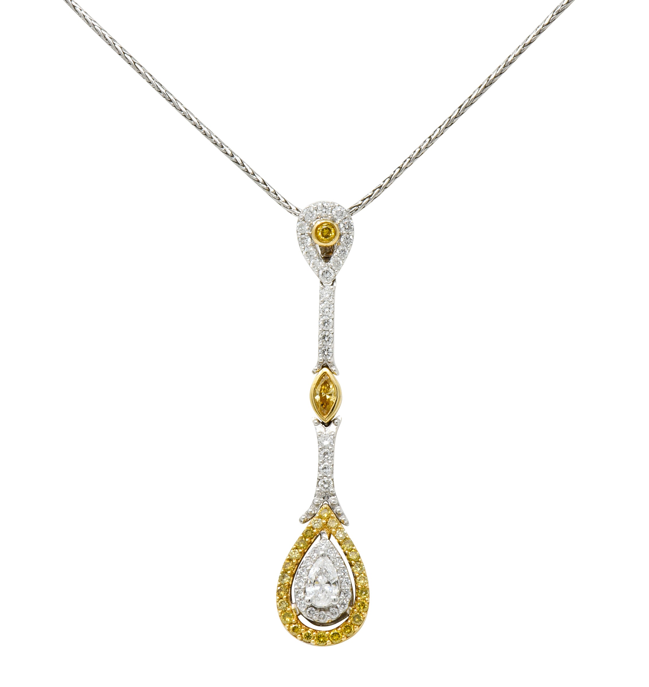 Natalie K Forevermark 1.25 CTW Diamond 14 Karat Two-Tone Gold Pear Drop Necklace - Wilson's Estate Jewelry