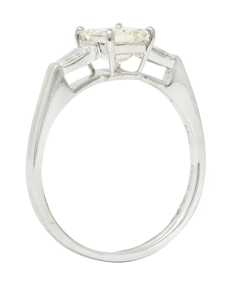 Contemporary 1.28 CTW Emerald Cut Diamond Platinum Engagement Ring Wilson's Estate Jewelry