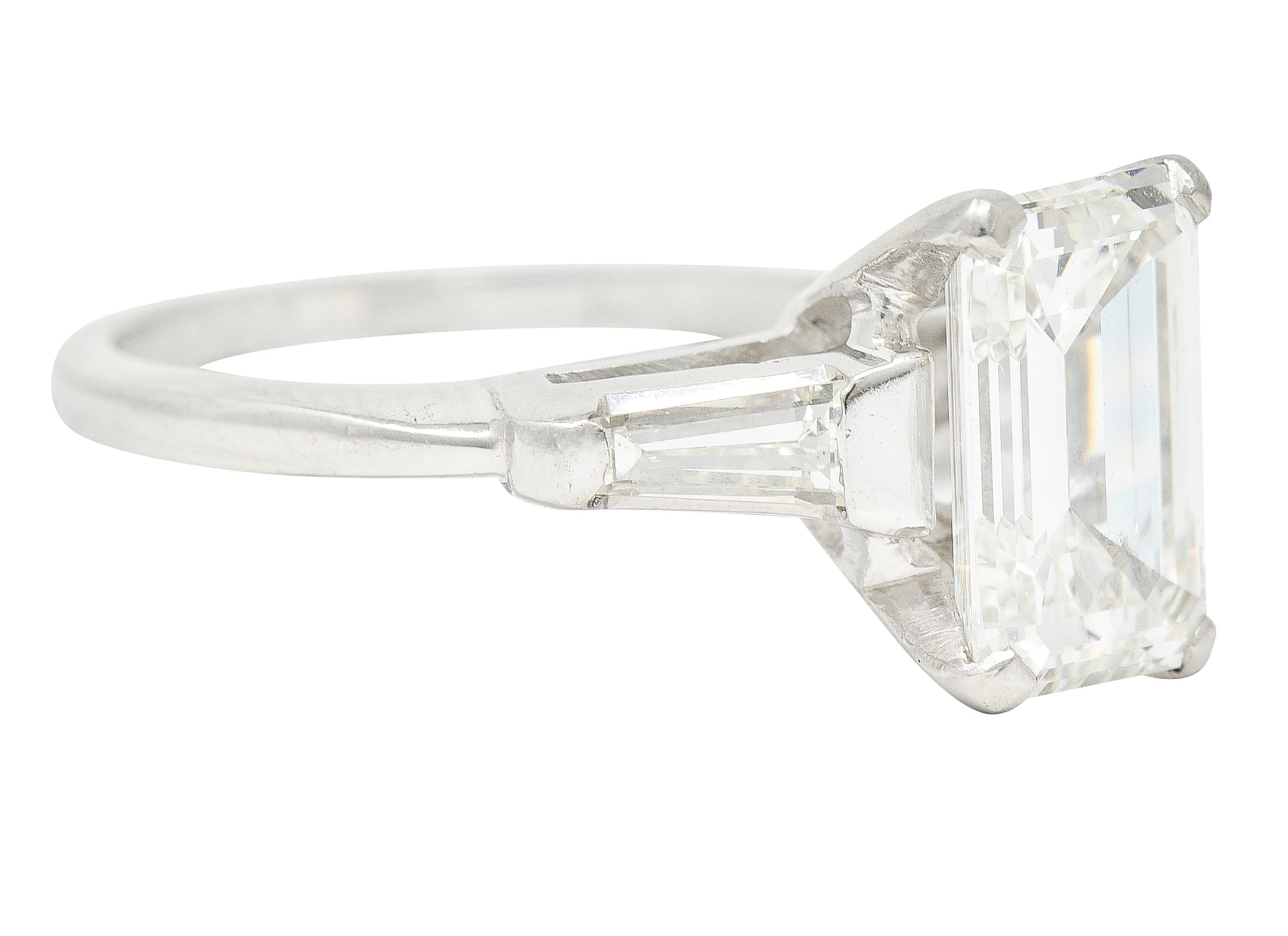 1960's 2.30 CTW Emerald Cut Diamond Platinum Vintage Engagement Ring GIA Wilson's Estate Jewelry