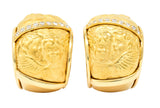 Carrera Y Carrera Diamond 18 Karat Yellow Gold Repoussé Cherub Vintage J Hoop Earirngs Wilson's Estate Jewelry