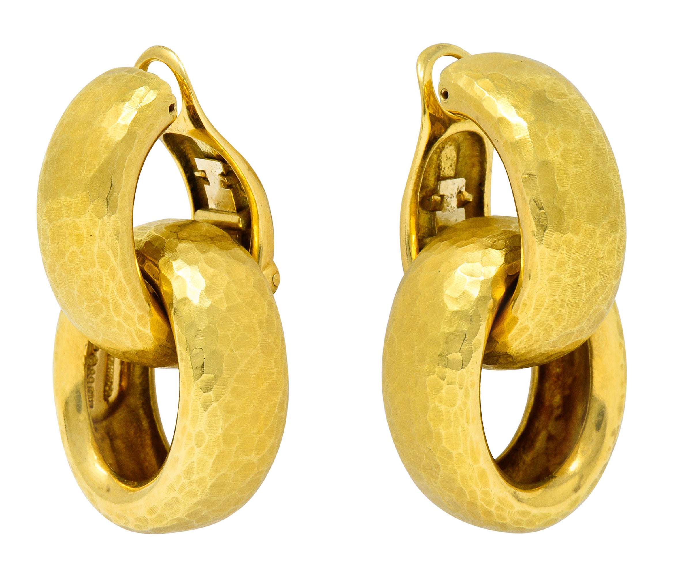 1989 Paloma Picasso Tiffany & Co. 18 Karat Gold Hammered Drop Ear-Clip EarringsEarrings - Wilson's Estate Jewelry