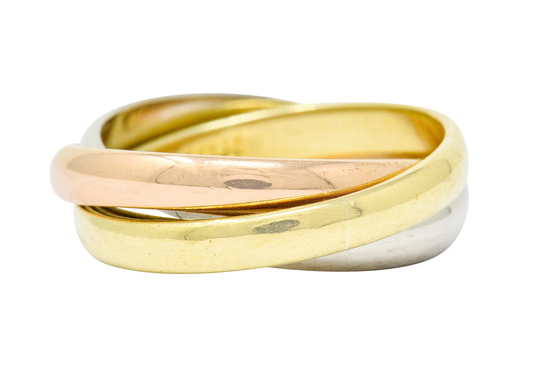 Cartier 18 Karat Tri-Colored Gold Unisex Trinity Rolling Ring - Wilson's Estate Jewelry