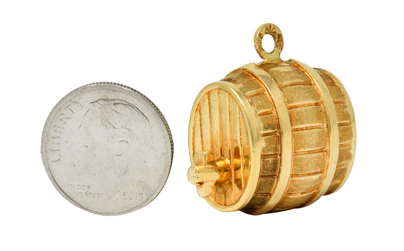 Vintage Italian 18 Karat Gold Barrel Keg Charmcharm - Wilson's Estate Jewelry