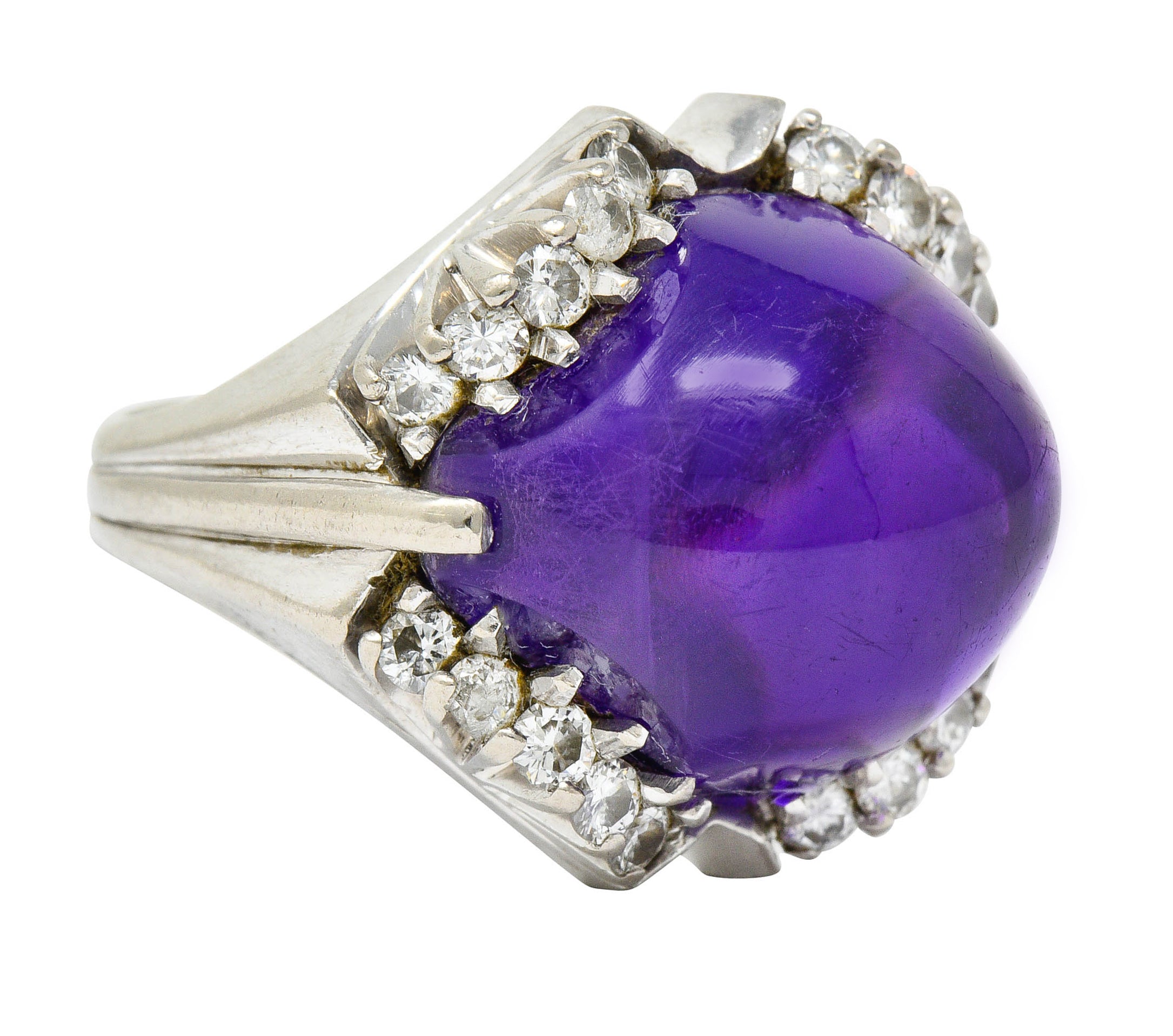 Spritzer & Fuhrmann Vintage Amethyst Diamond 18 Karat White Gold Cocktail RingRing - Wilson's Estate Jewelry