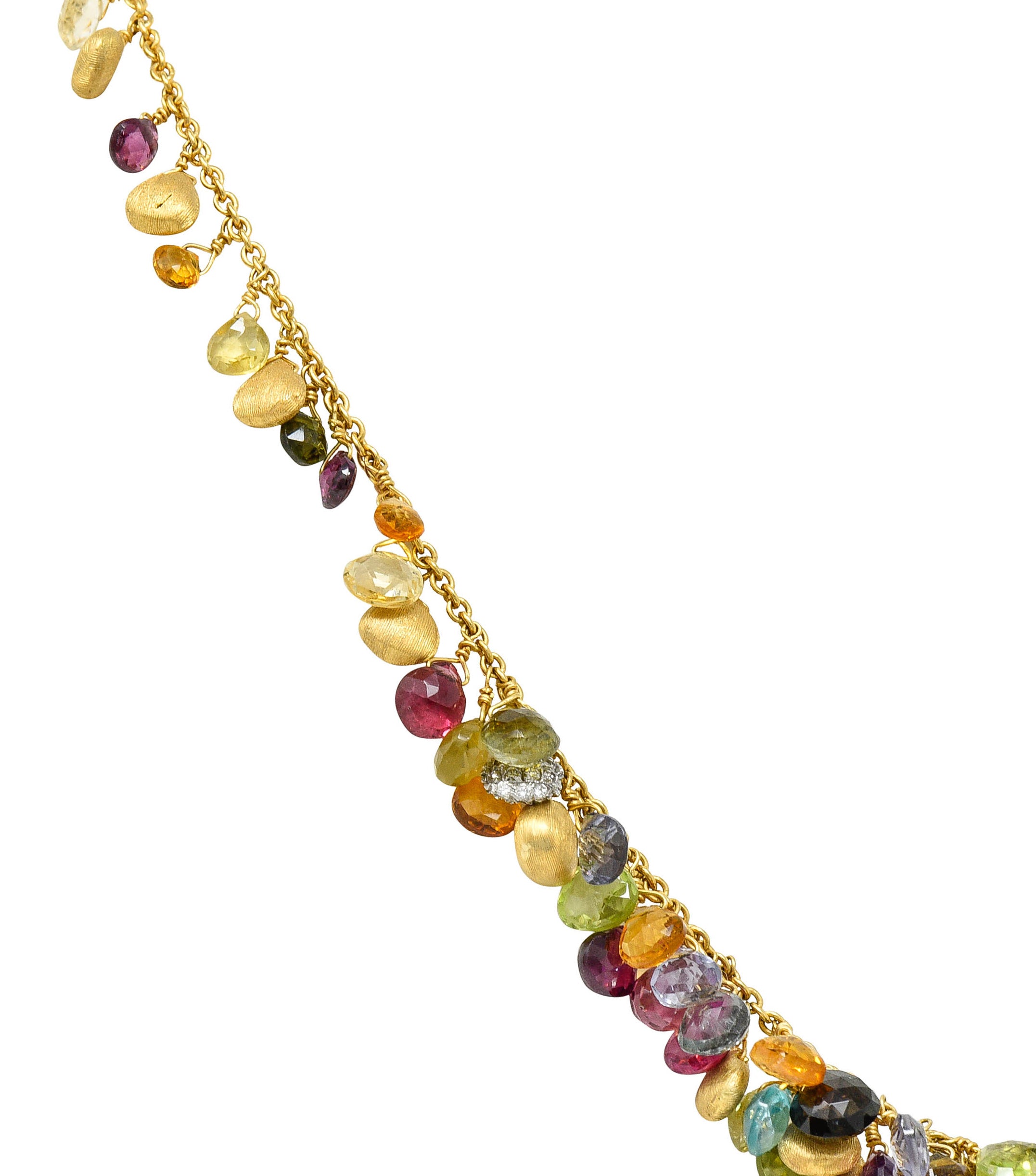 Marco Bicego Multi-Gem Diamond 18 Karat Gold Paradise Droplet NecklaceNecklace - Wilson's Estate Jewelry