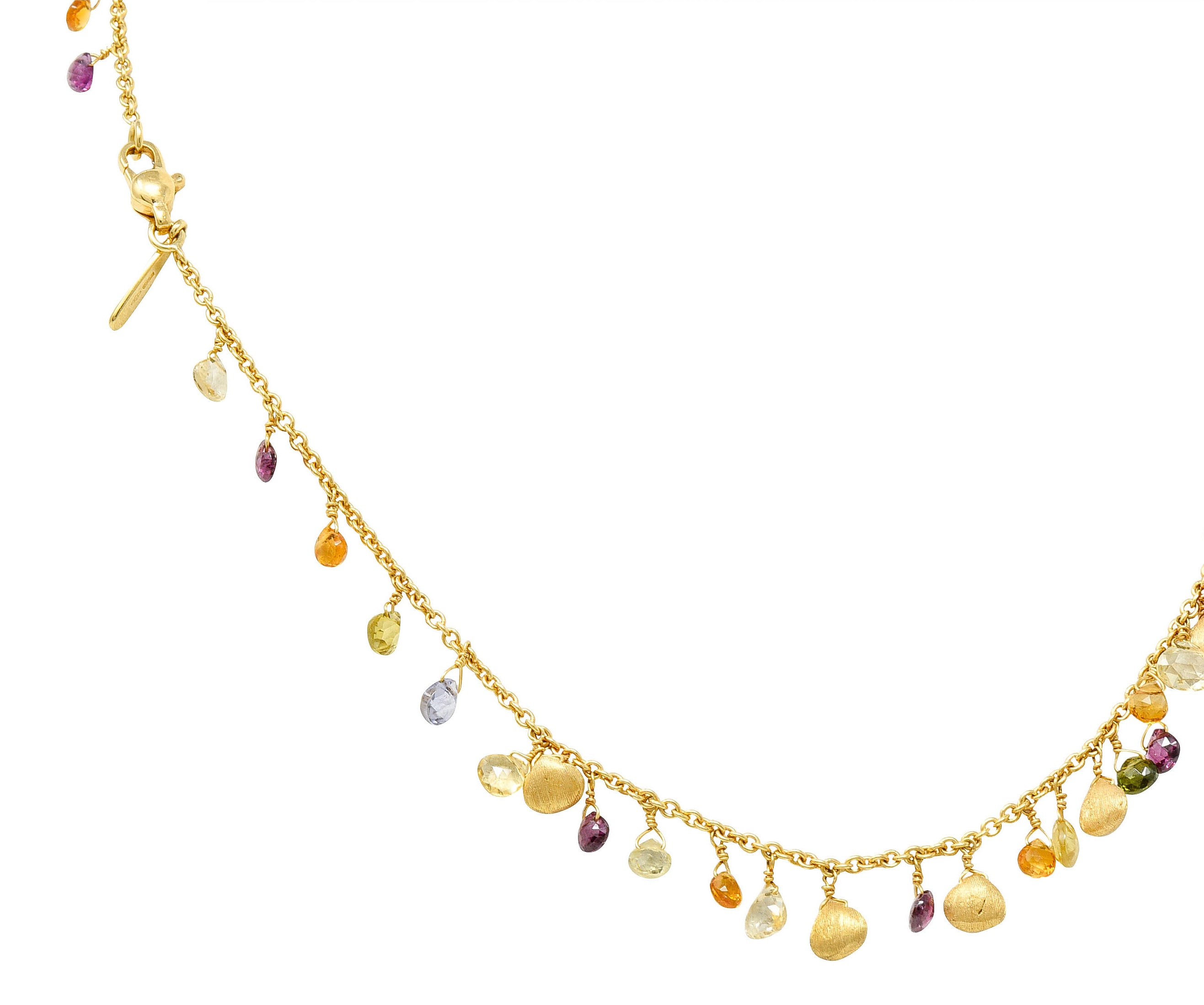 Marco Bicego Multi-Gem Diamond 18 Karat Gold Paradise Droplet NecklaceNecklace - Wilson's Estate Jewelry