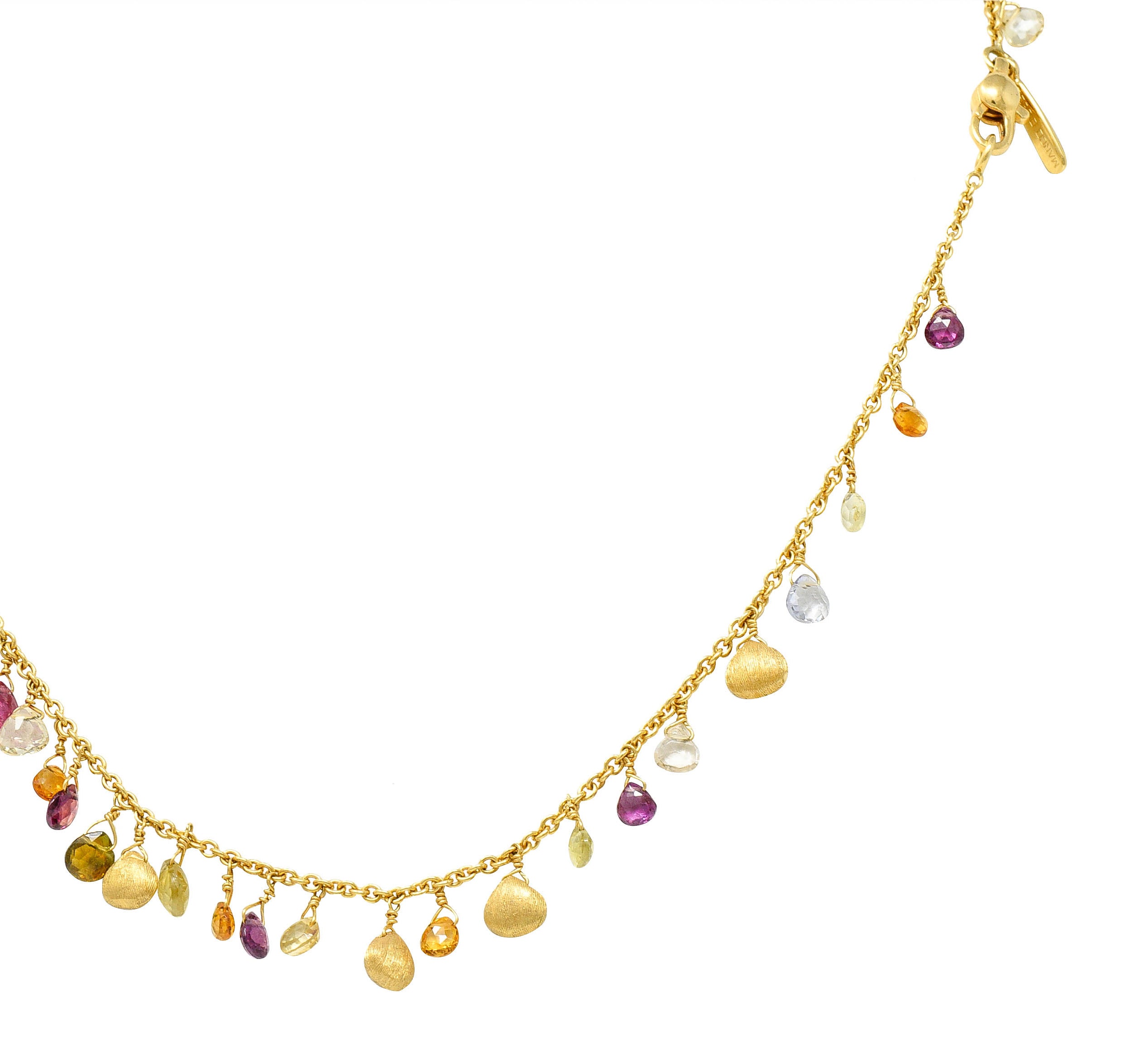 Marco Bicego Multi-Gem Diamond 18 Karat Gold Paradise Droplet NecklaceNecklace - Wilson's Estate Jewelry