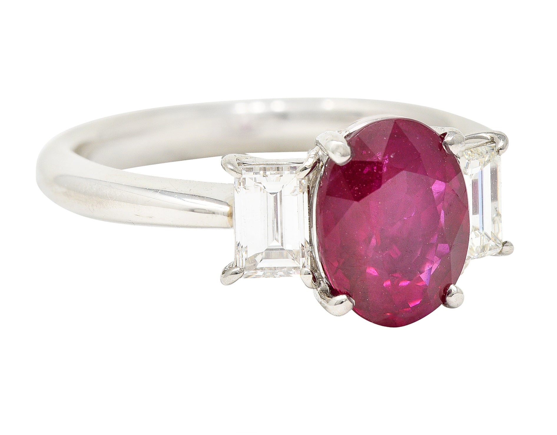 Contemporary 2.89 CTW Burma Ruby Diamond Platinum Gemstone Ring GIA Wilson's Estate Jewelry