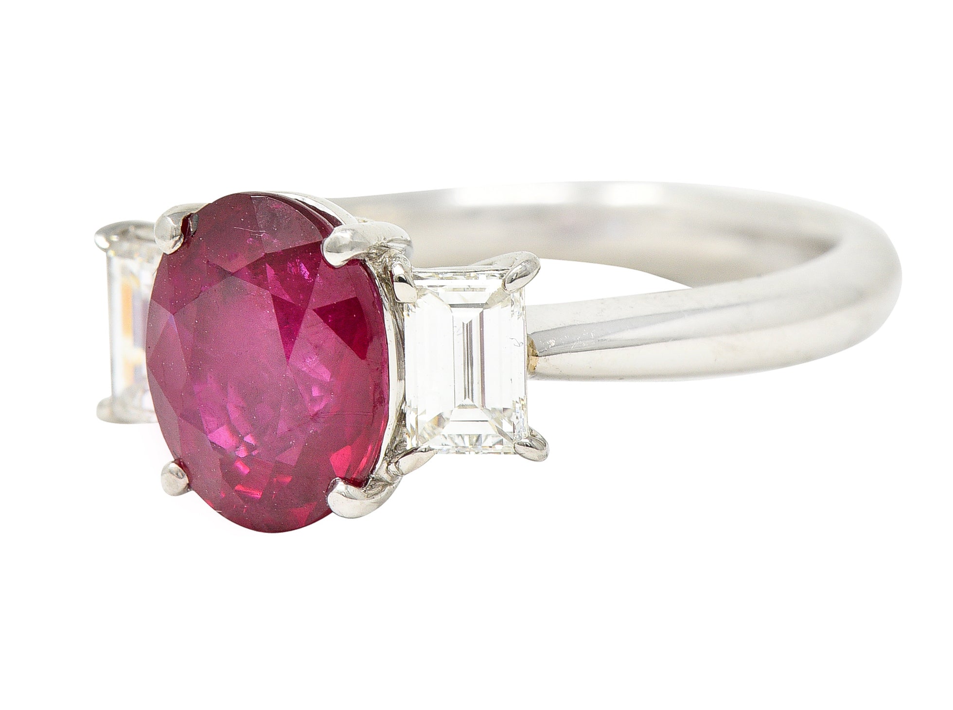 Contemporary 2.89 CTW Burma Ruby Diamond Platinum Gemstone Ring GIA Wilson's Estate Jewelry