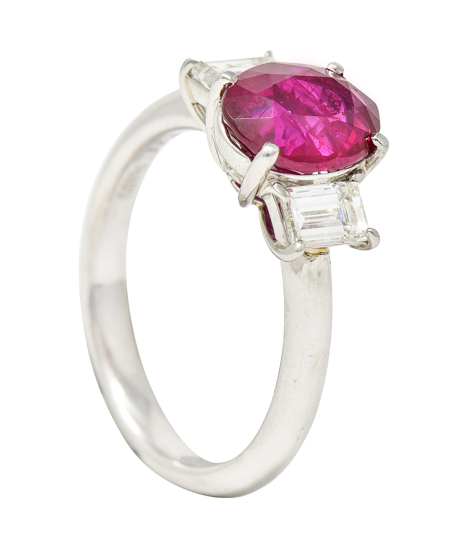 Contemporary 2.89 CTW Burma Ruby Diamond Platinum Gemstone Ring GIA Wilson's Estate Jewelry