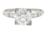 Retro 1.54 CTW Diamond Platinum Engagement Ring GIA Circa 1940 Wilson's Estate Jewelry