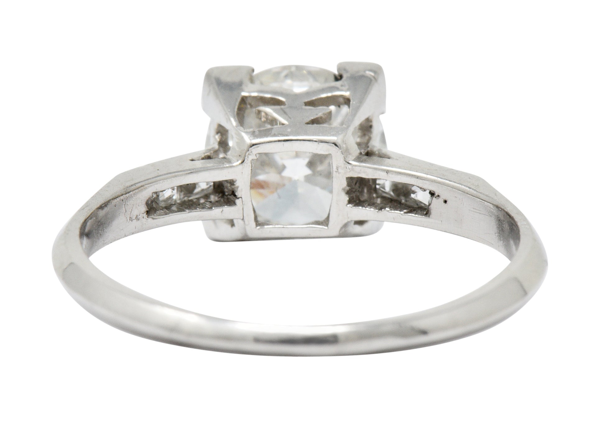 Retro 1.54 CTW Diamond Platinum Engagement Ring GIA Circa 1940 Wilson's Estate Jewelry