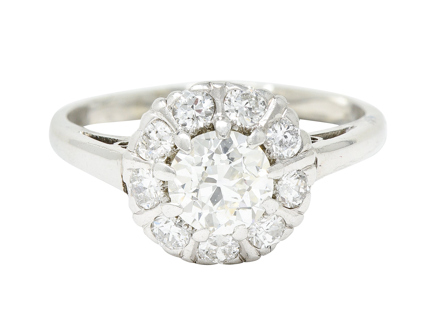 Art Deco 1.02 CTW Diamond Platinum Cluster Engagement RingRings - Wilson's Estate Jewelry