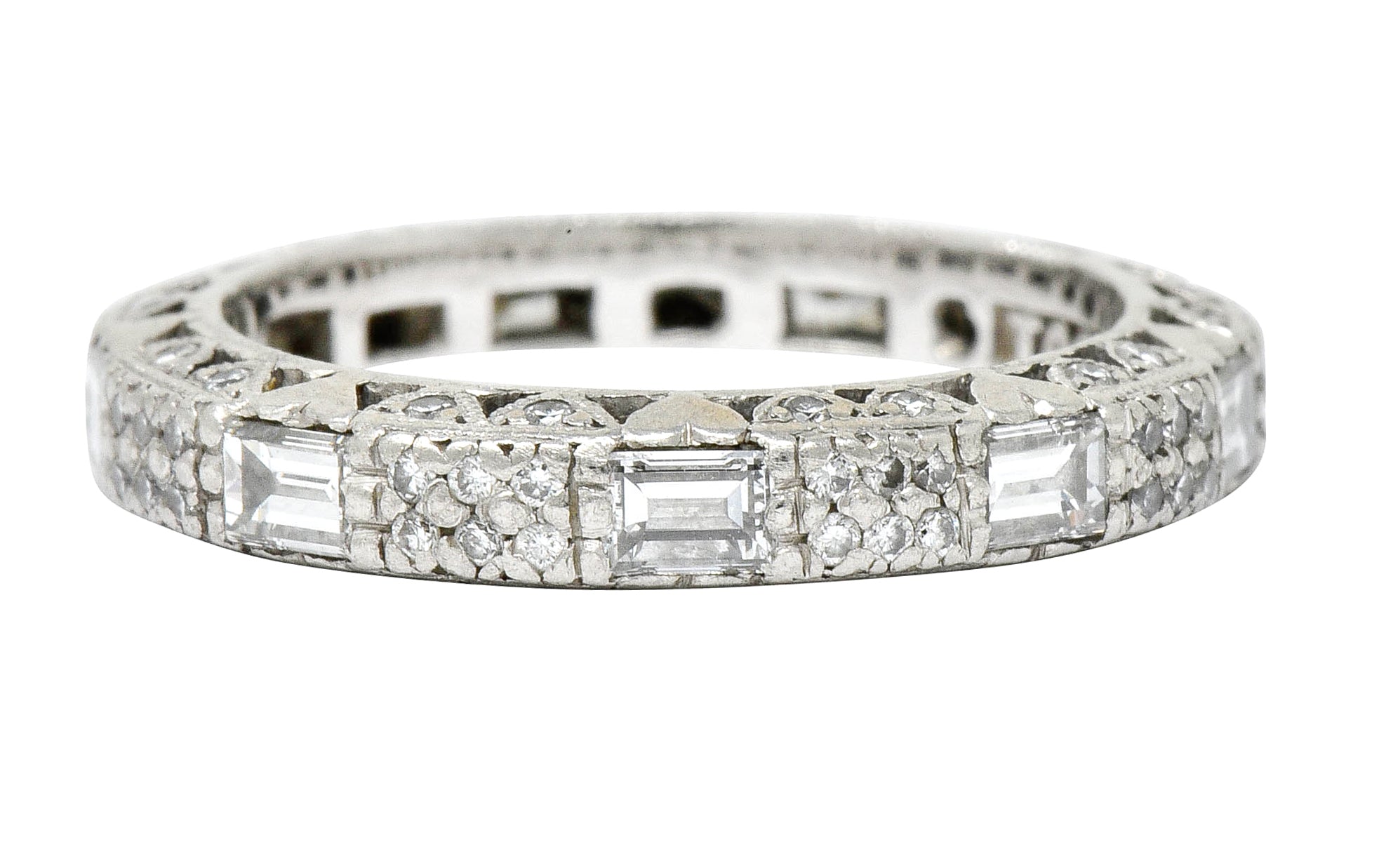 Tacori 1.45 CTW Diamond Platinum Pave Heart Eternity Stacking Band - Wilson's Estate Jewelry